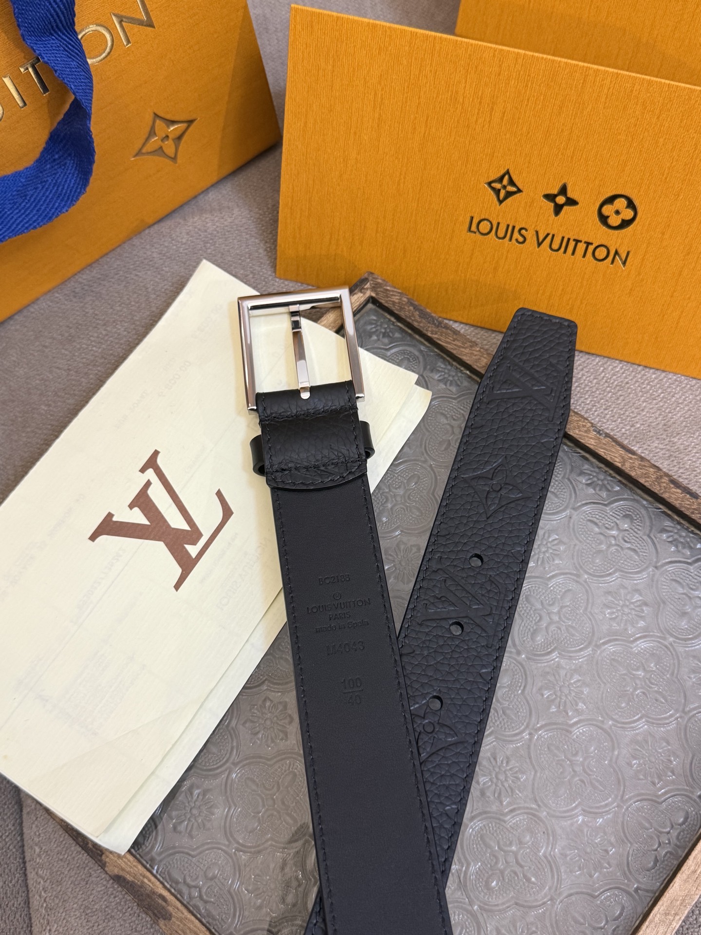 Louis Vuitton Leather Belt Top Grain Leather 13514-m-l