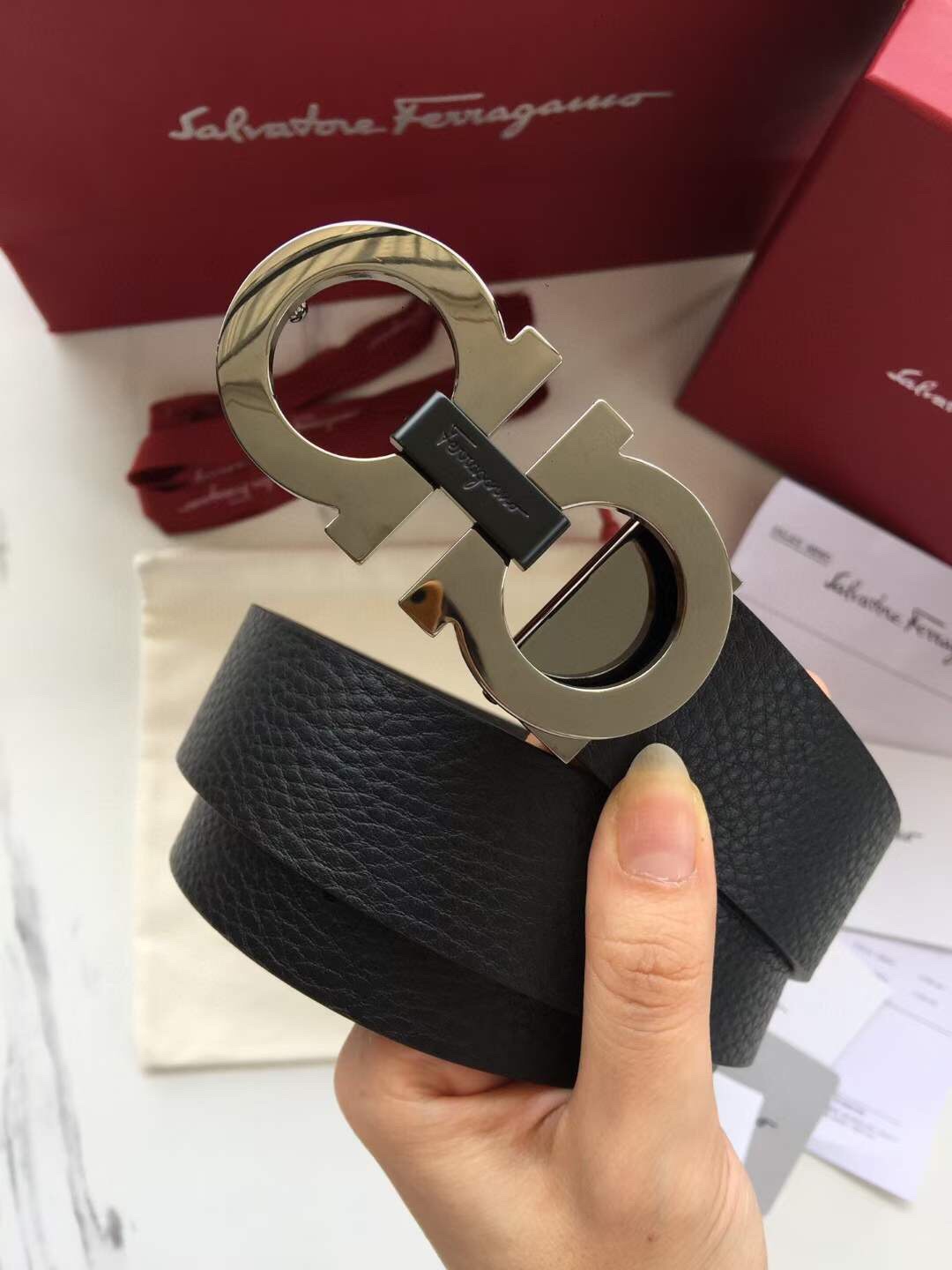 Salvatore Ferragamo Basic Belt Top Grain Leather 35mm