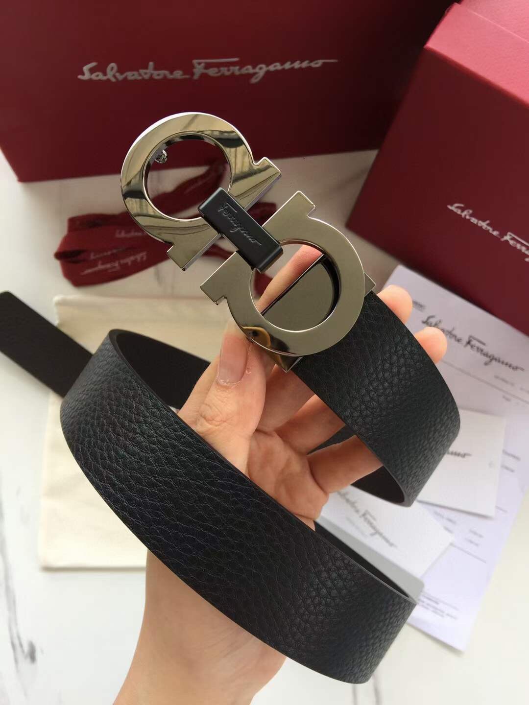 Salvatore Ferragamo Basic Belt Top Grain Leather 35mm