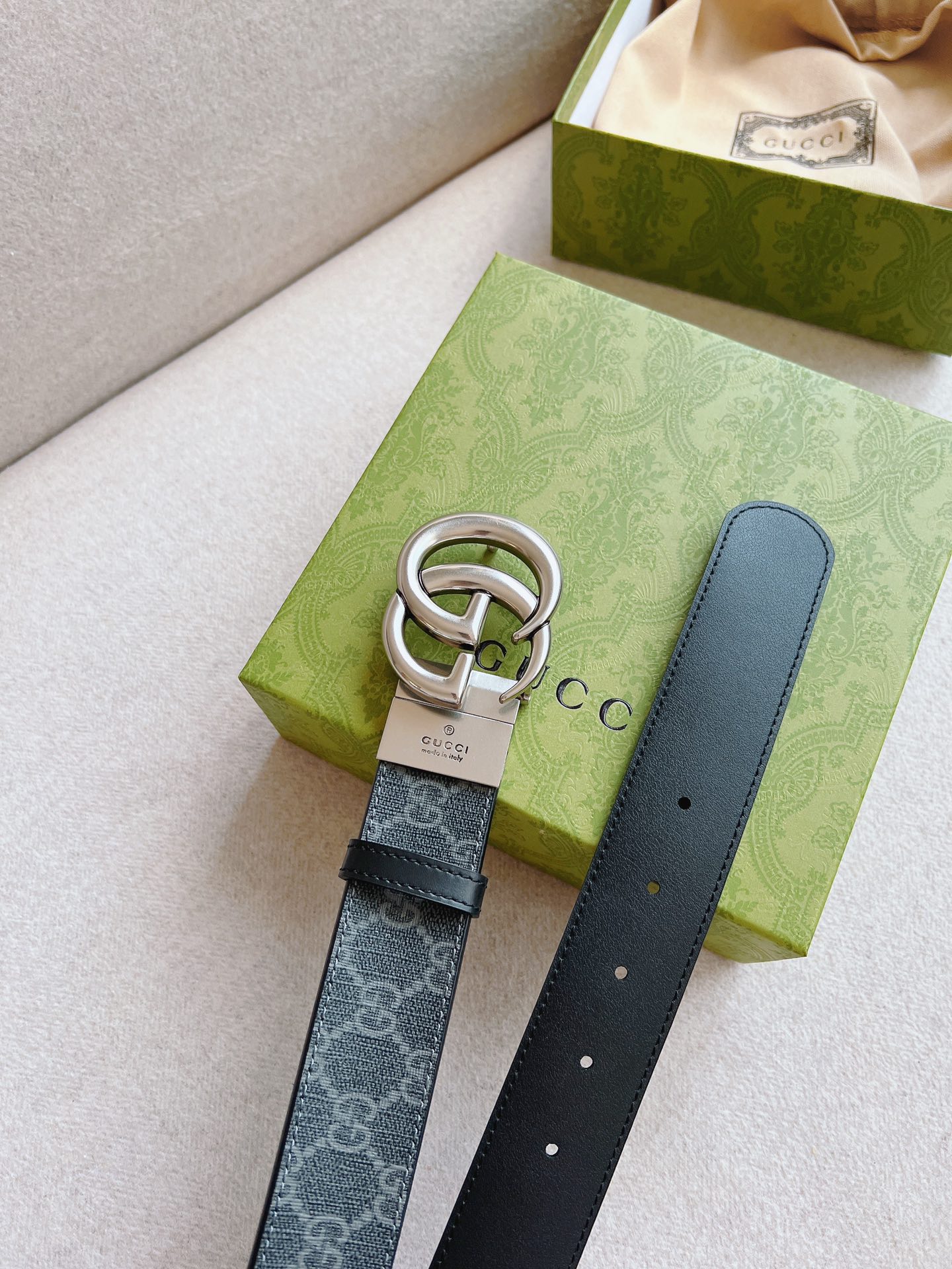 Gucci Basic Belt Canvas Black 37mm-13514-s-m