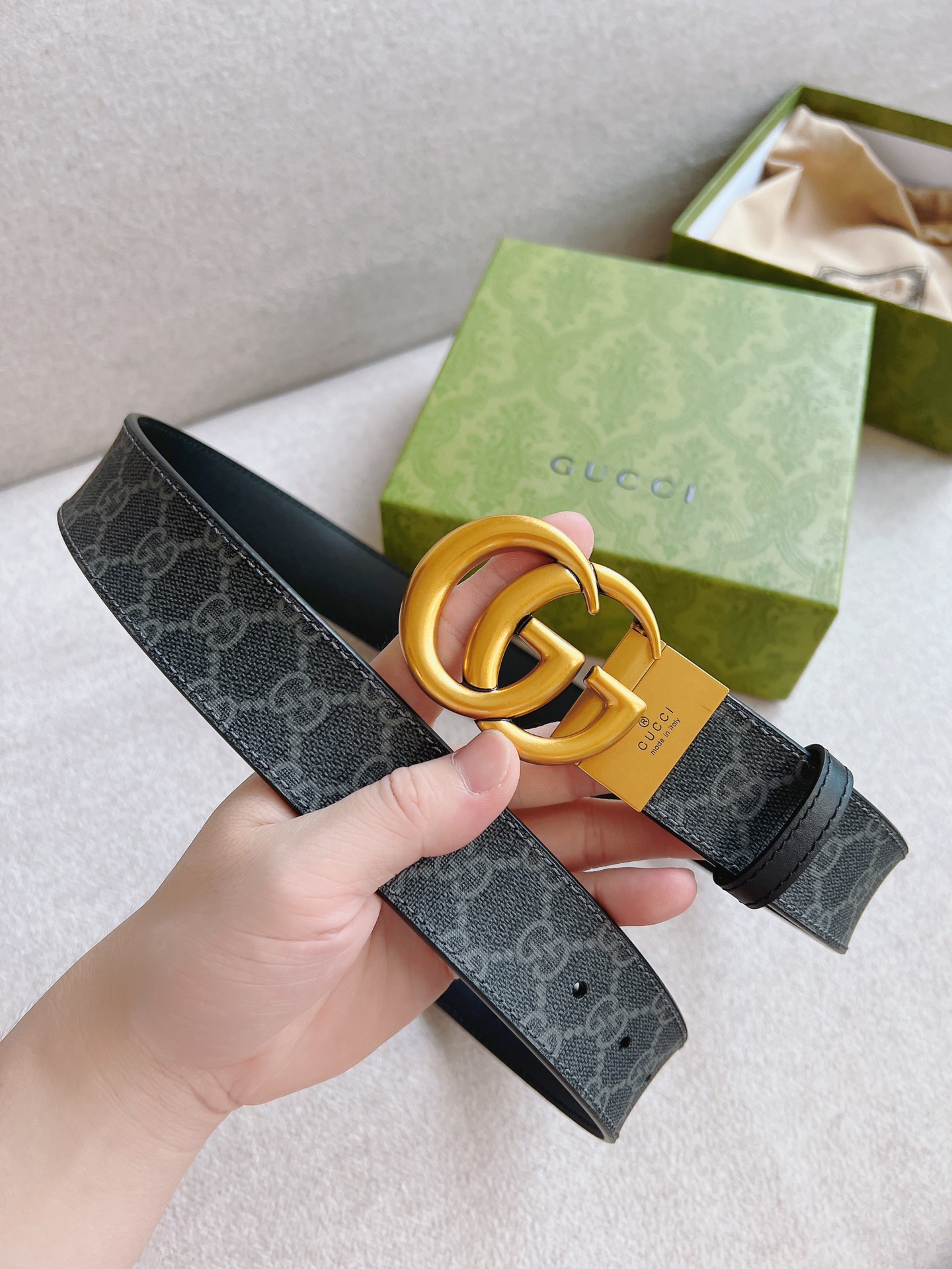 Gucci Basic Belt Canvas Black 37mm-13514-s-m