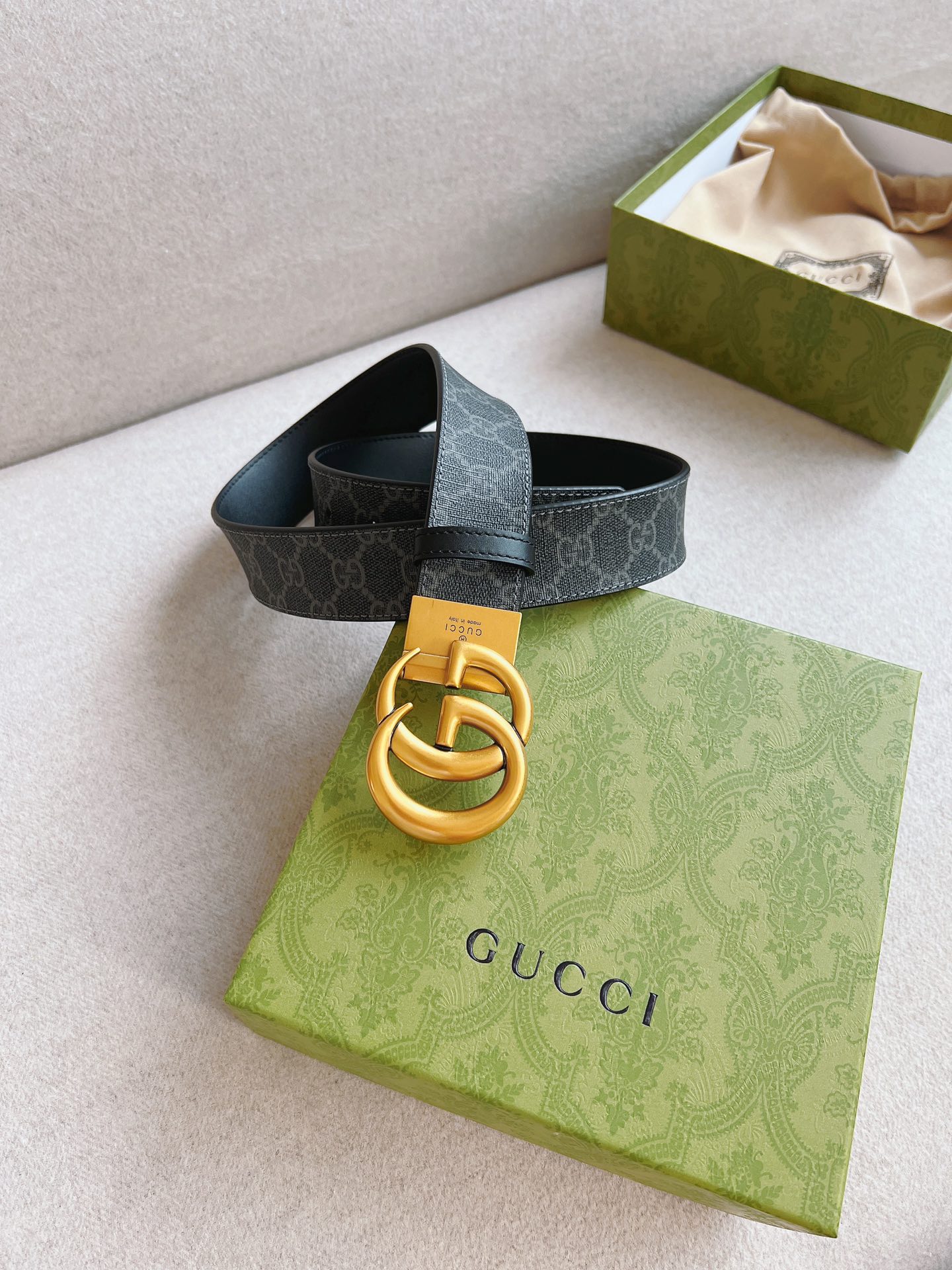 Gucci Basic Belt Canvas Black 37mm-13514-s-m
