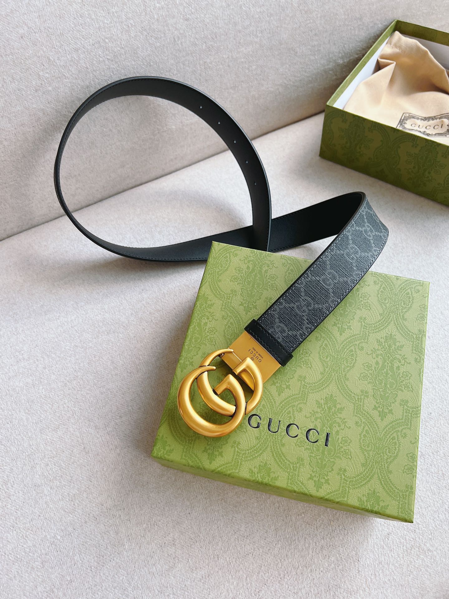 Gucci Basic Belt Canvas Black 37mm-13514-s-m