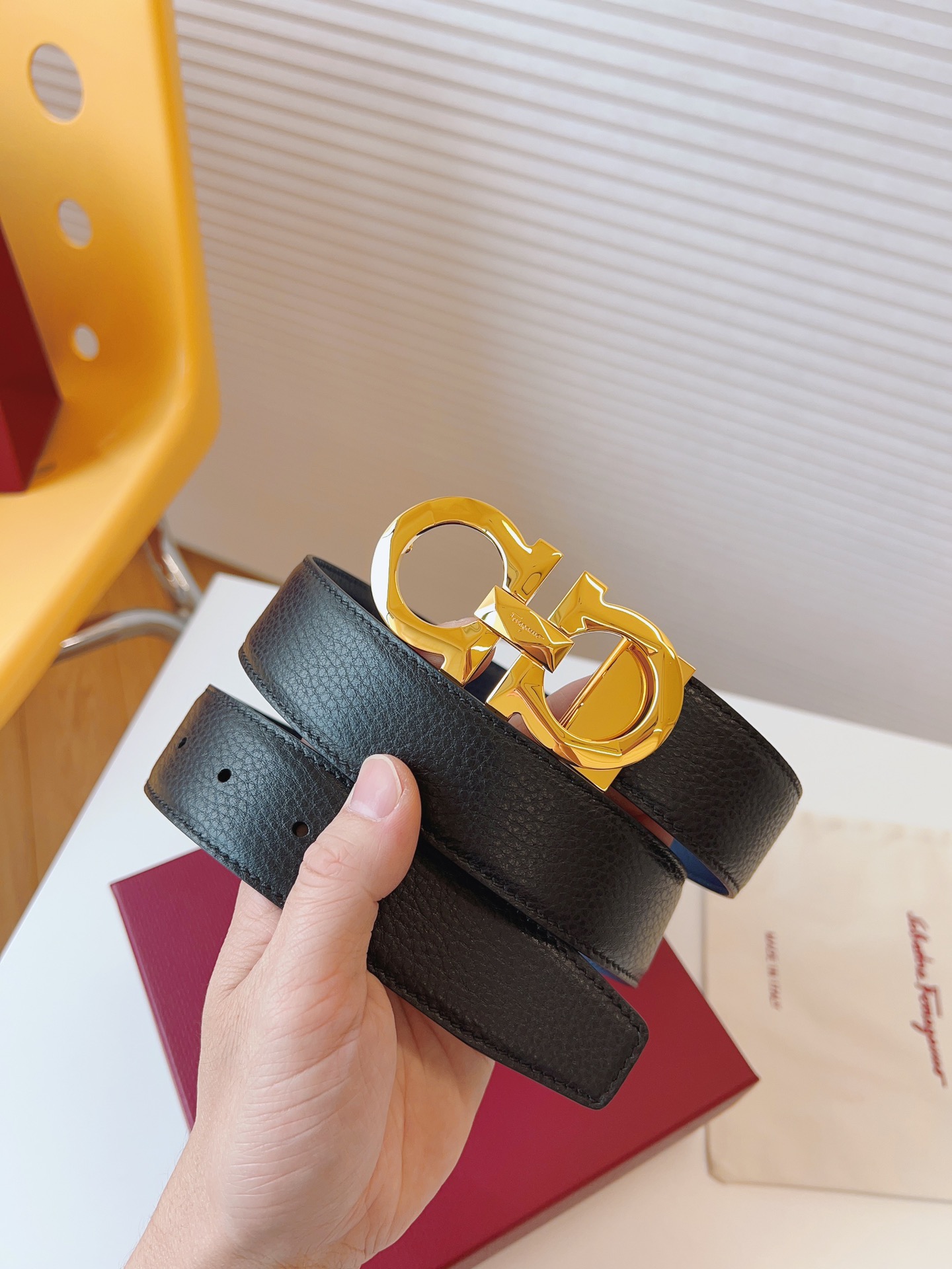 Salvatore Ferragamo Male Leather Belt Top Grain Leather M