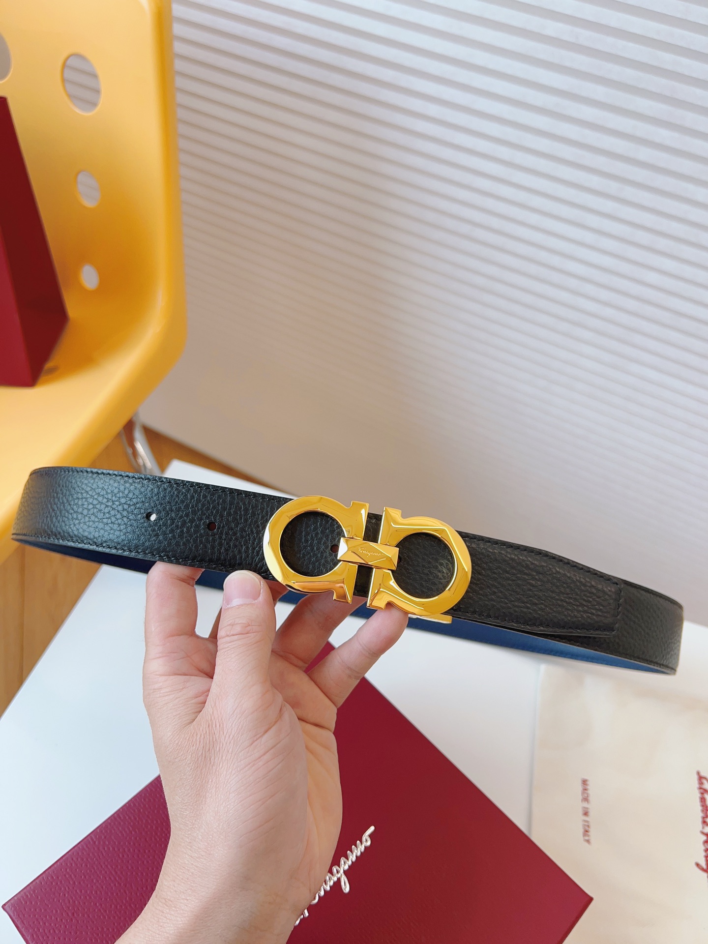 Salvatore Ferragamo Male Leather Belt Top Grain Leather M