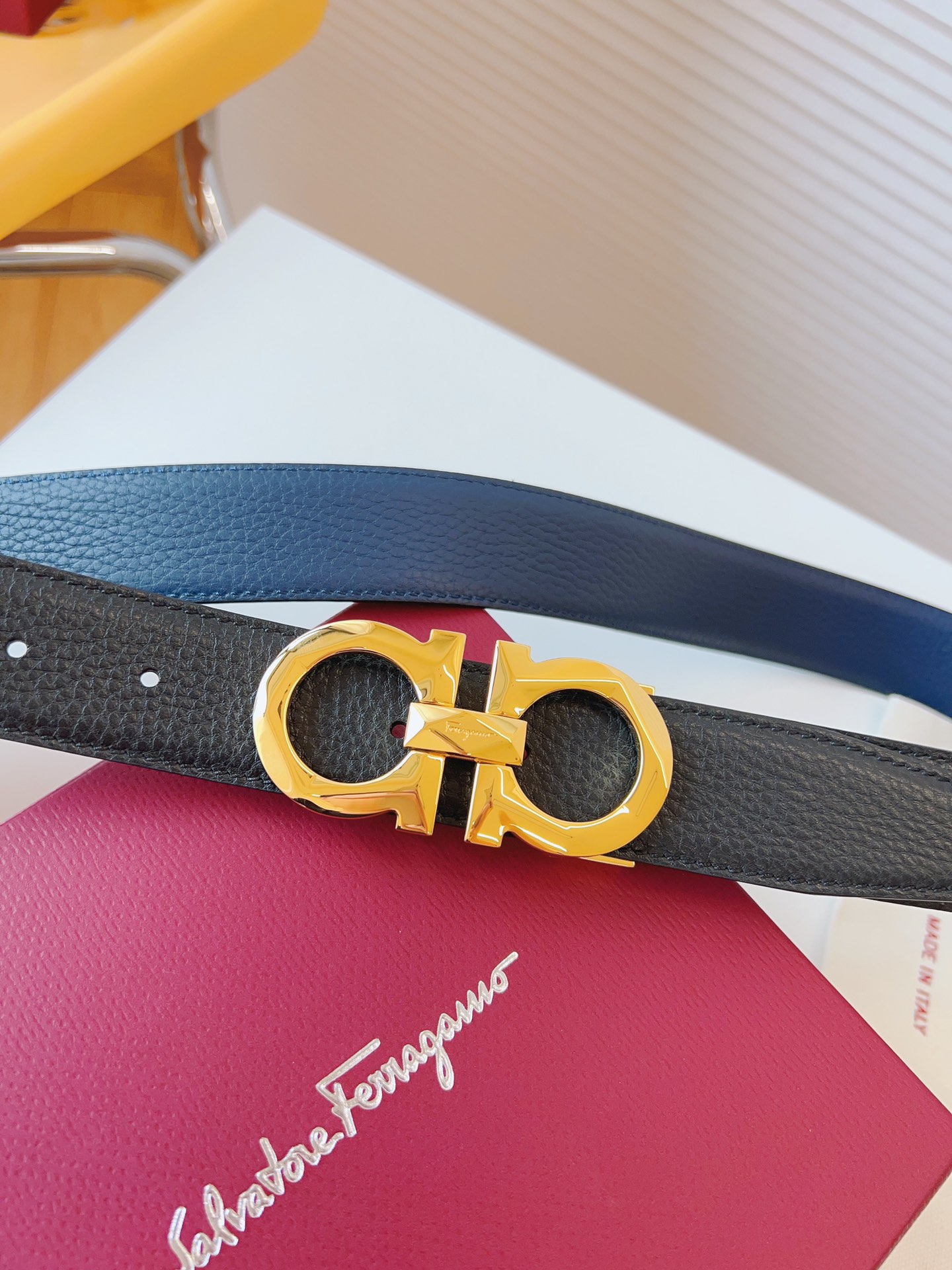 Salvatore Ferragamo Male Leather Belt Top Grain Leather M