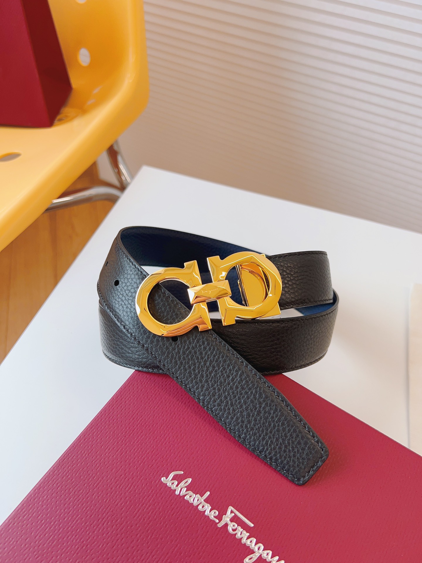 Salvatore Ferragamo Male Leather Belt Top Grain Leather M