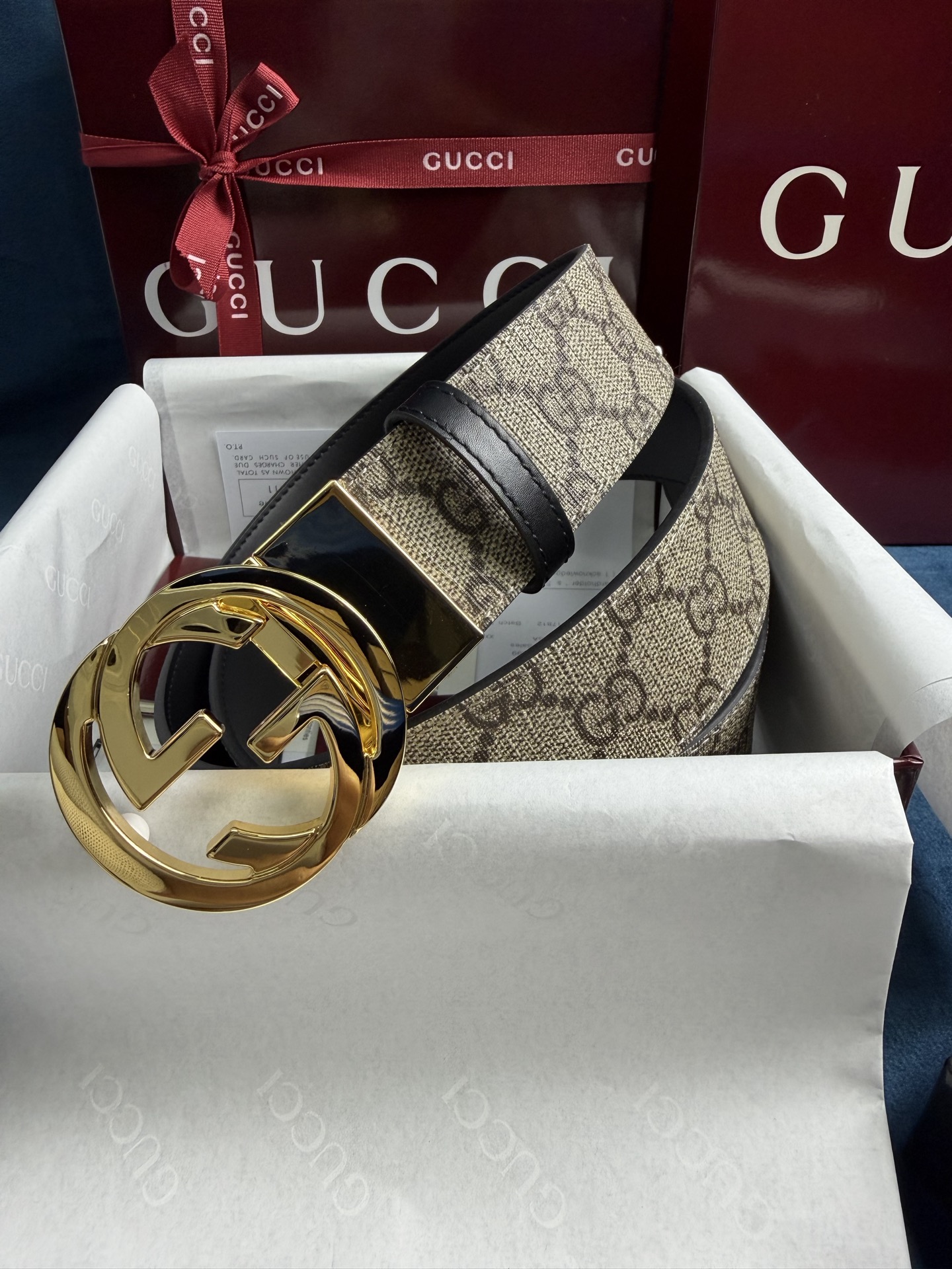 Gucci Leather Belt Top Grain Leather Black