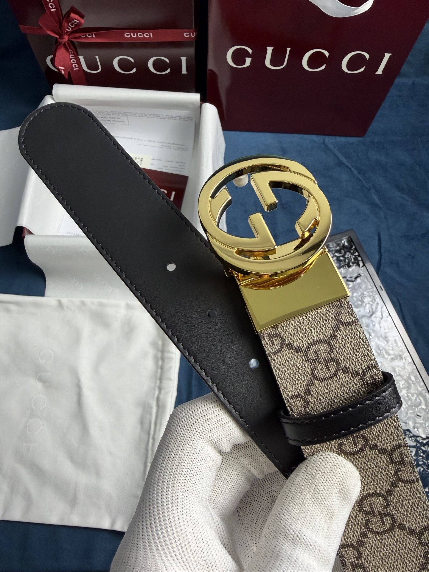 Gucci Leather Belt Top Grain Leather Black