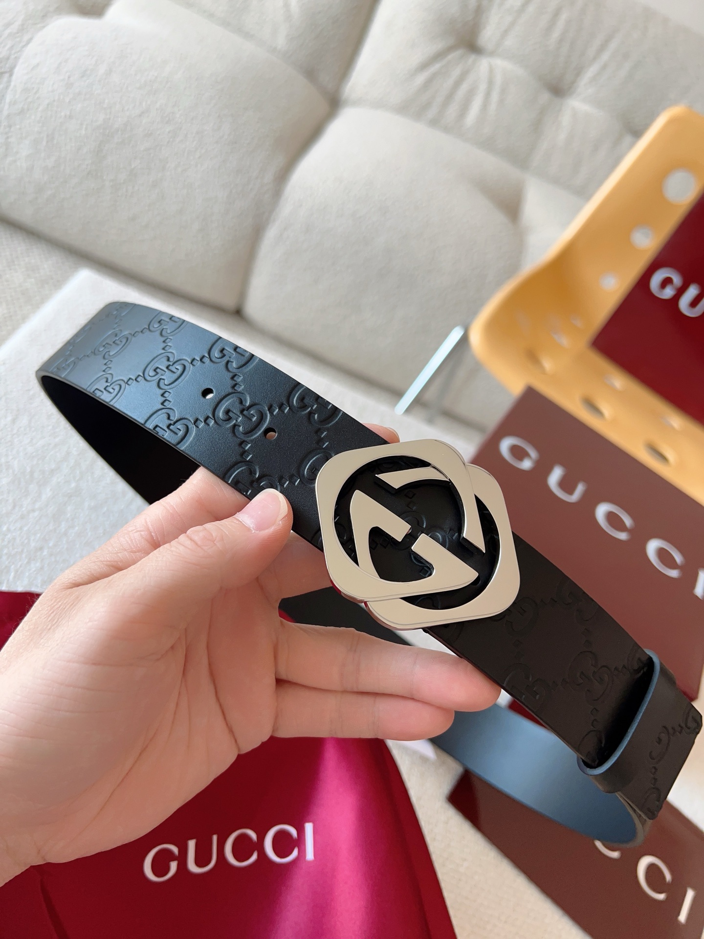 Gucci Leather Belt Top Grain Leather S-m