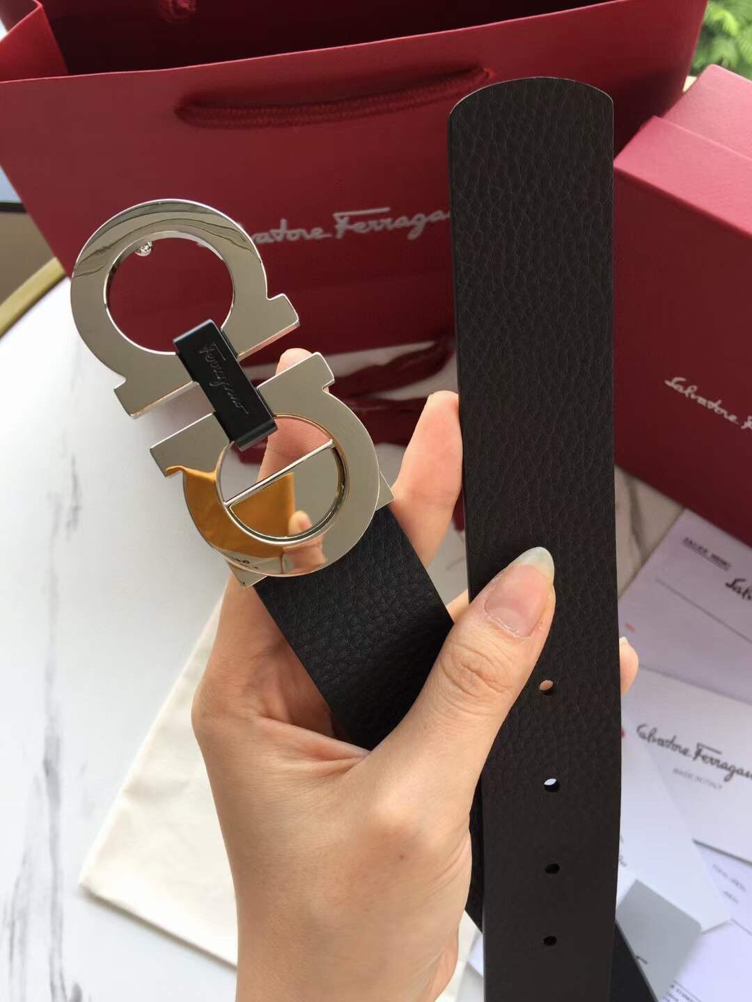 Salvatore Ferragamo Basic Belt Top Grain Leather 35mm