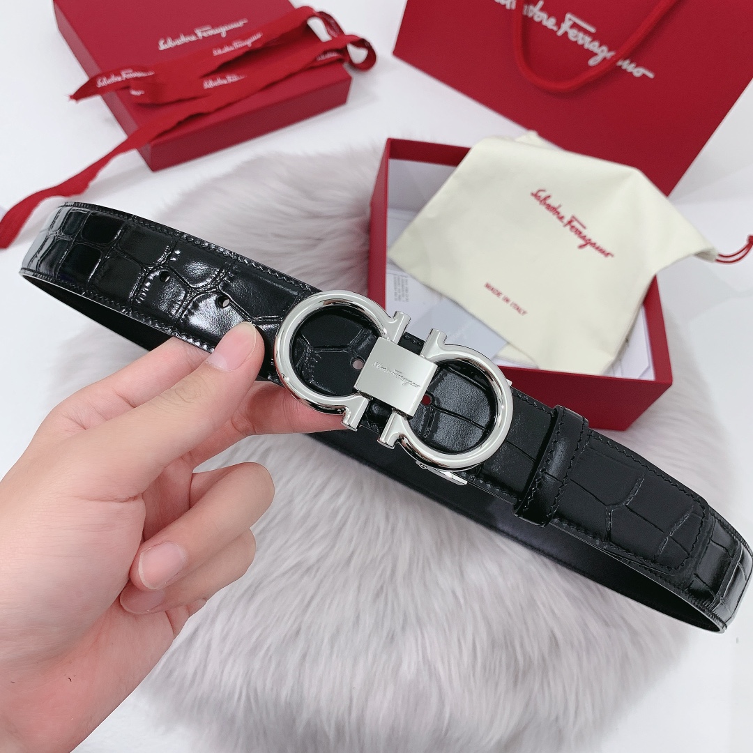 Salvatore Ferragamo Male Leather Belt Cow Leather 13514-m