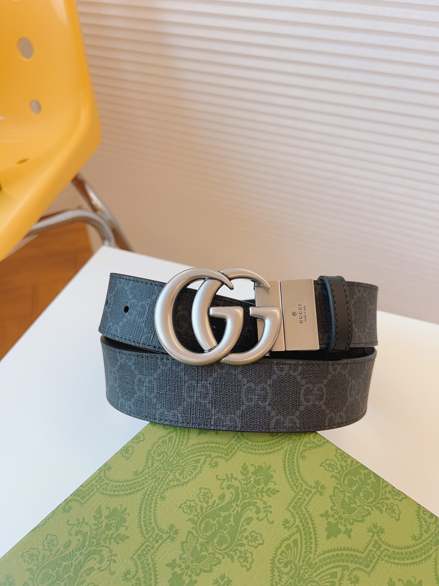 Gucci Leather Belt Canvas Black 38mm-13514-s-m