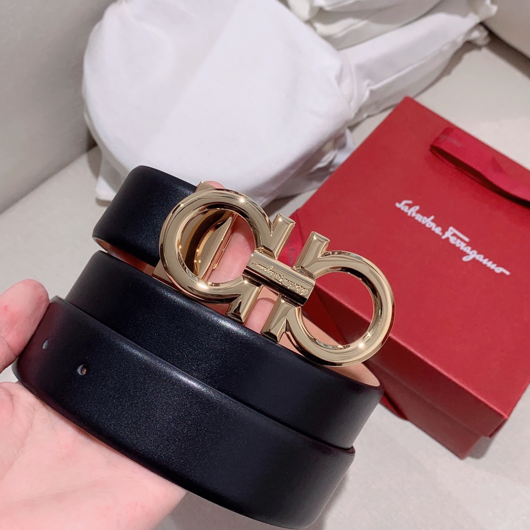 Salvatore Ferragamo Male Leather Belt Top Grain Leather M