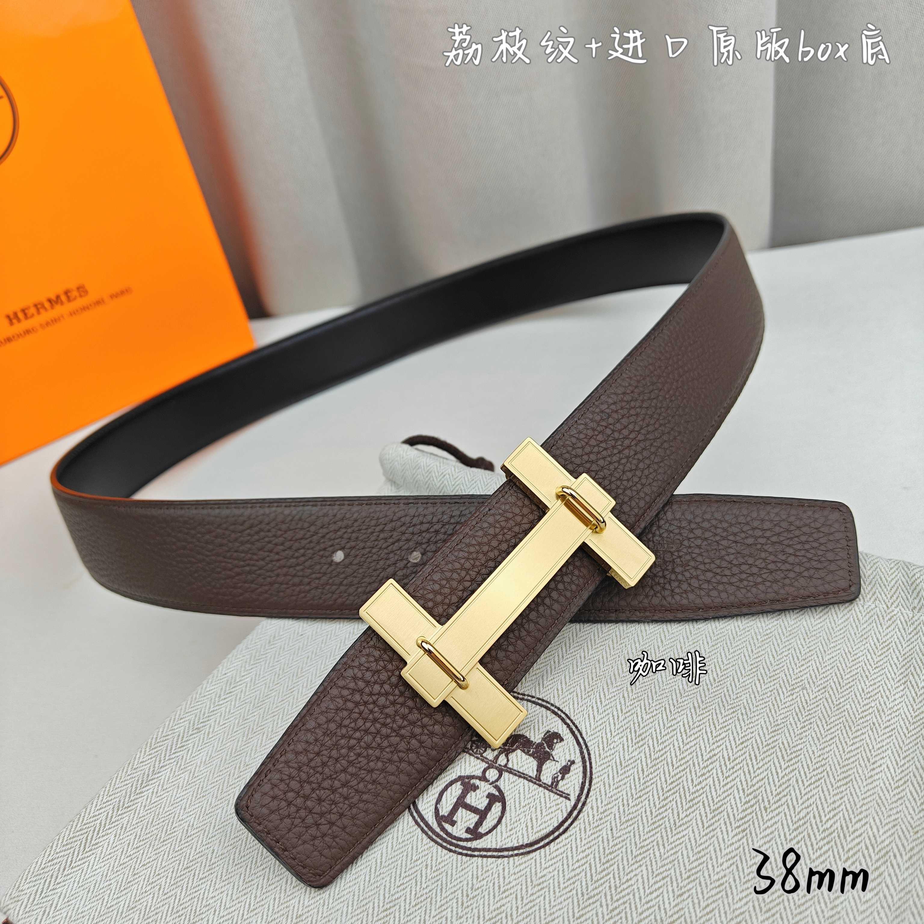 Hermès Basic Belt Top Grain Leather Black 38mm-m