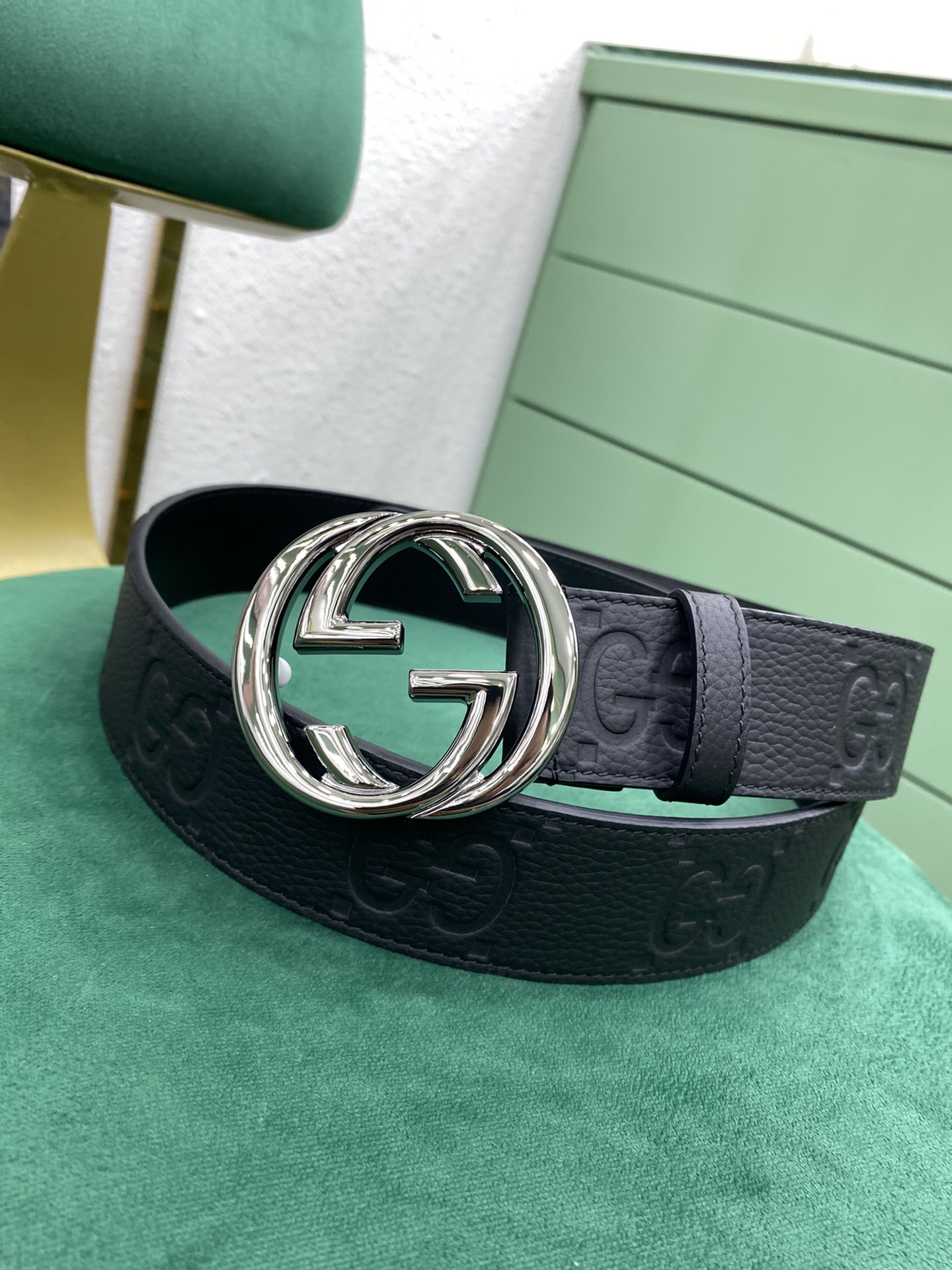 Gucci Leather Belt Cow Leather Wide Width