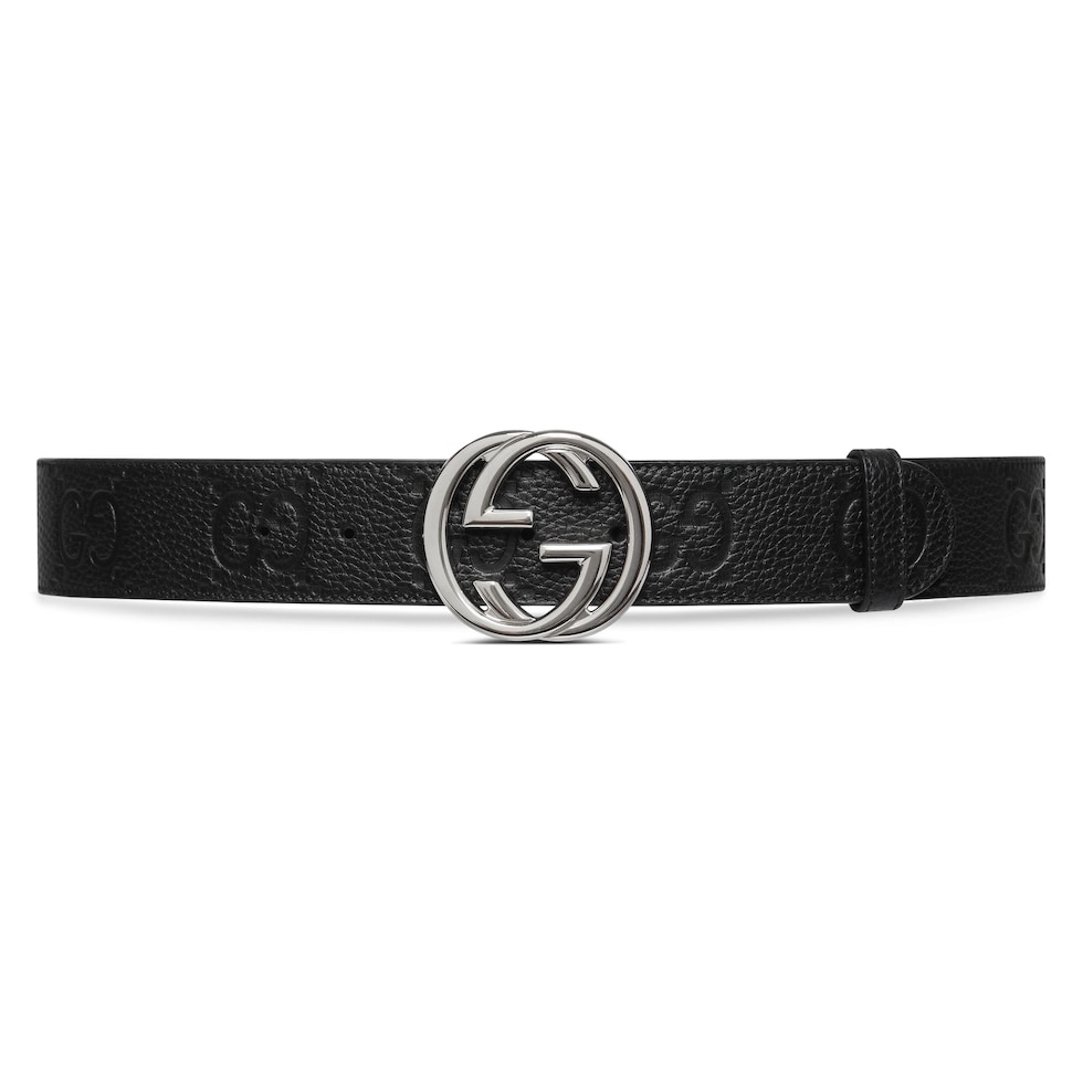 Gucci Leather Belt Cow Leather Wide Width