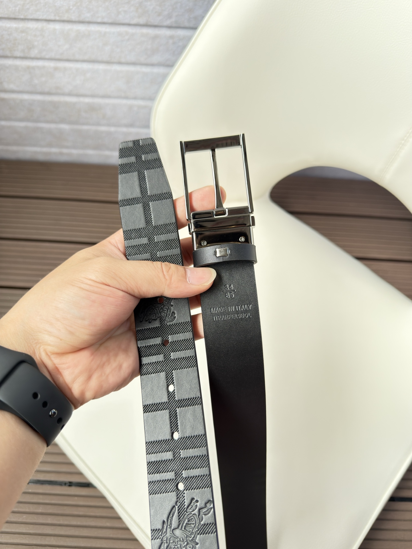 Burberry Male Leather Belt Top Grain Leather 34mm