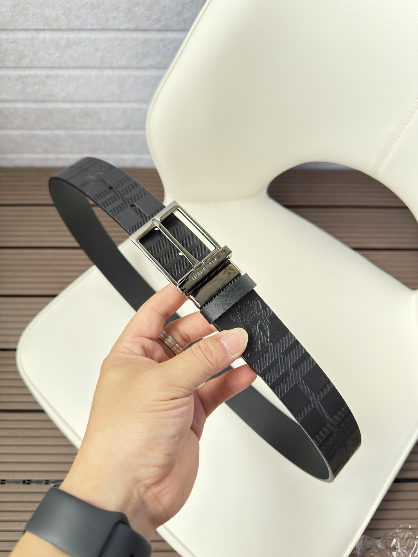 Burberry Male Leather Belt Top Grain Leather 34mm