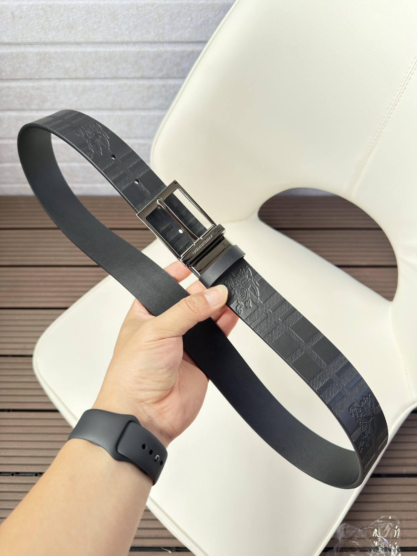 Burberry Male Leather Belt Top Grain Leather 34mm