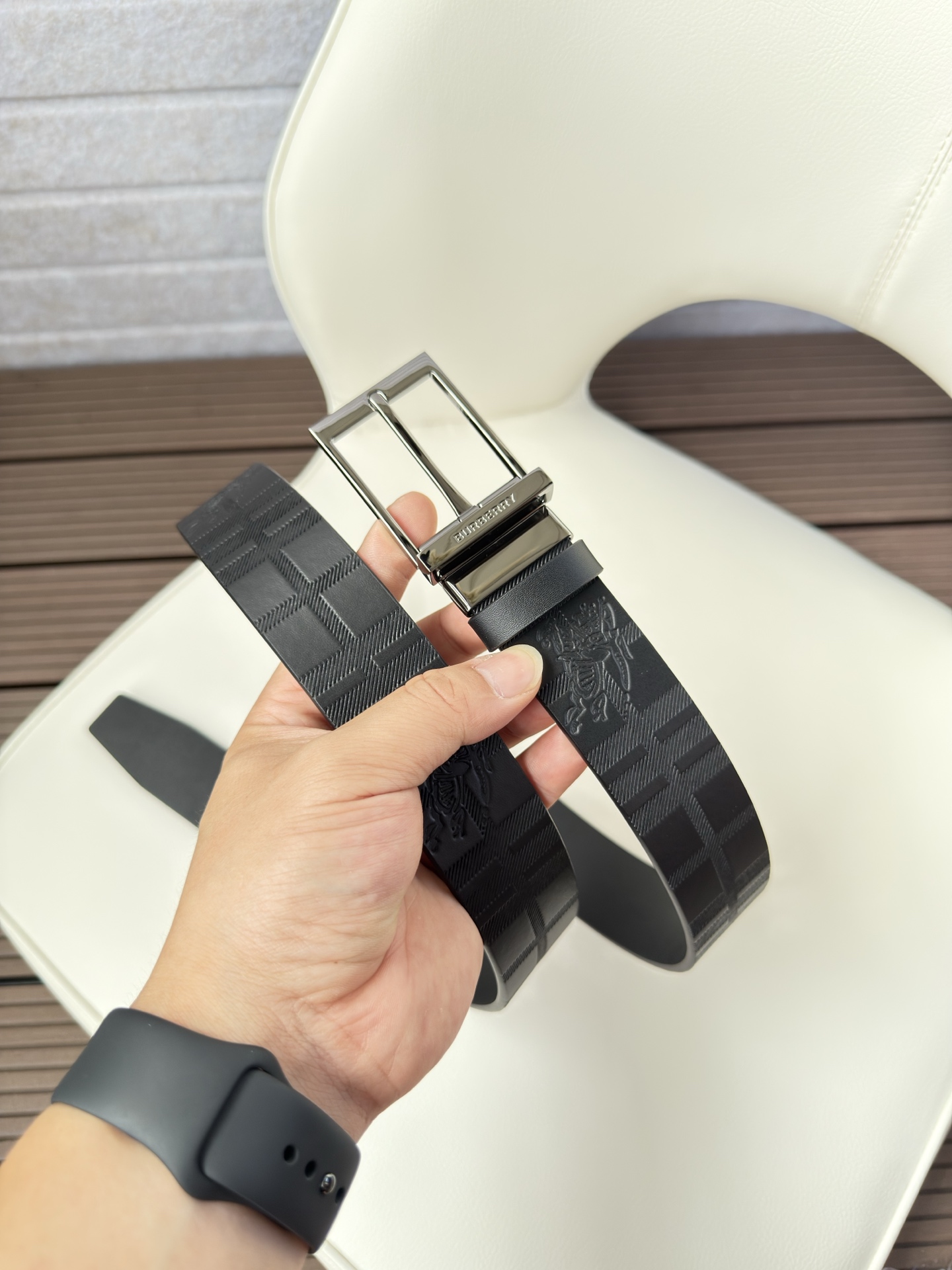 Burberry Male Leather Belt Top Grain Leather 34mm