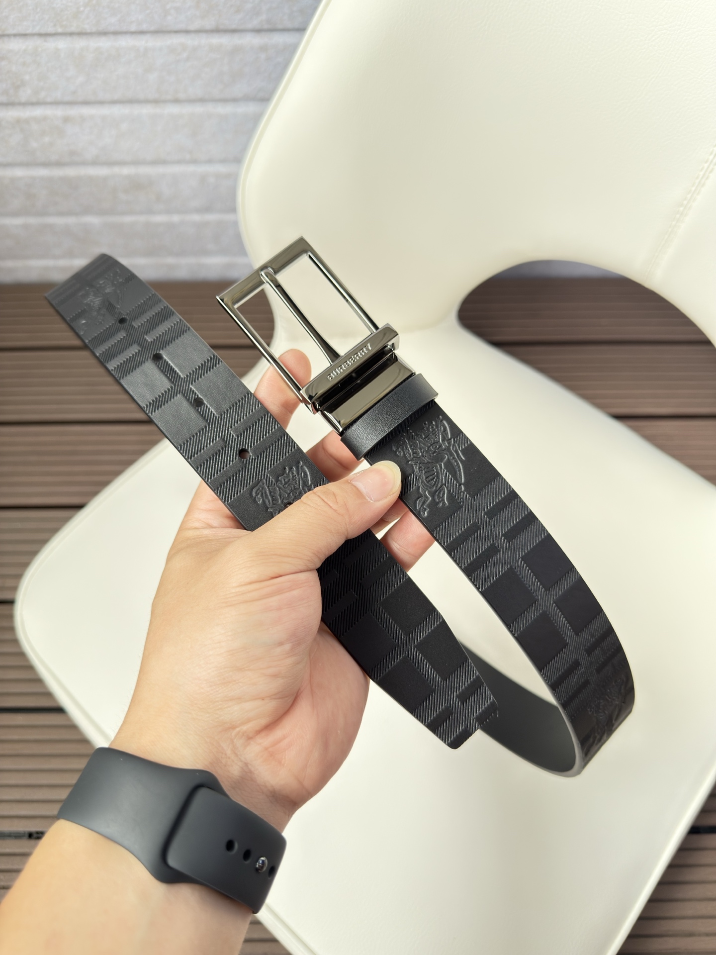 Burberry Male Leather Belt Top Grain Leather 34mm