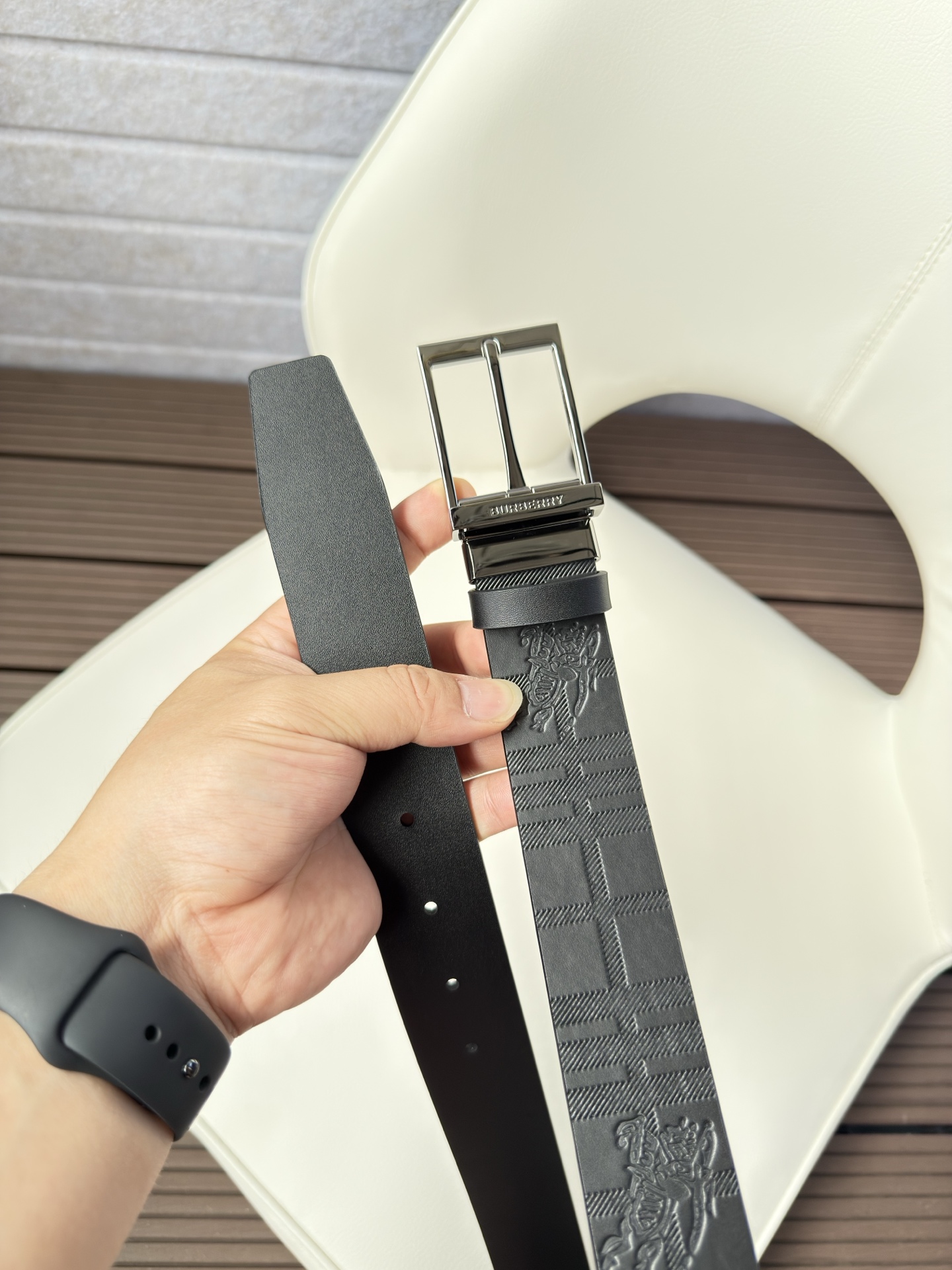 Burberry Male Leather Belt Top Grain Leather 34mm