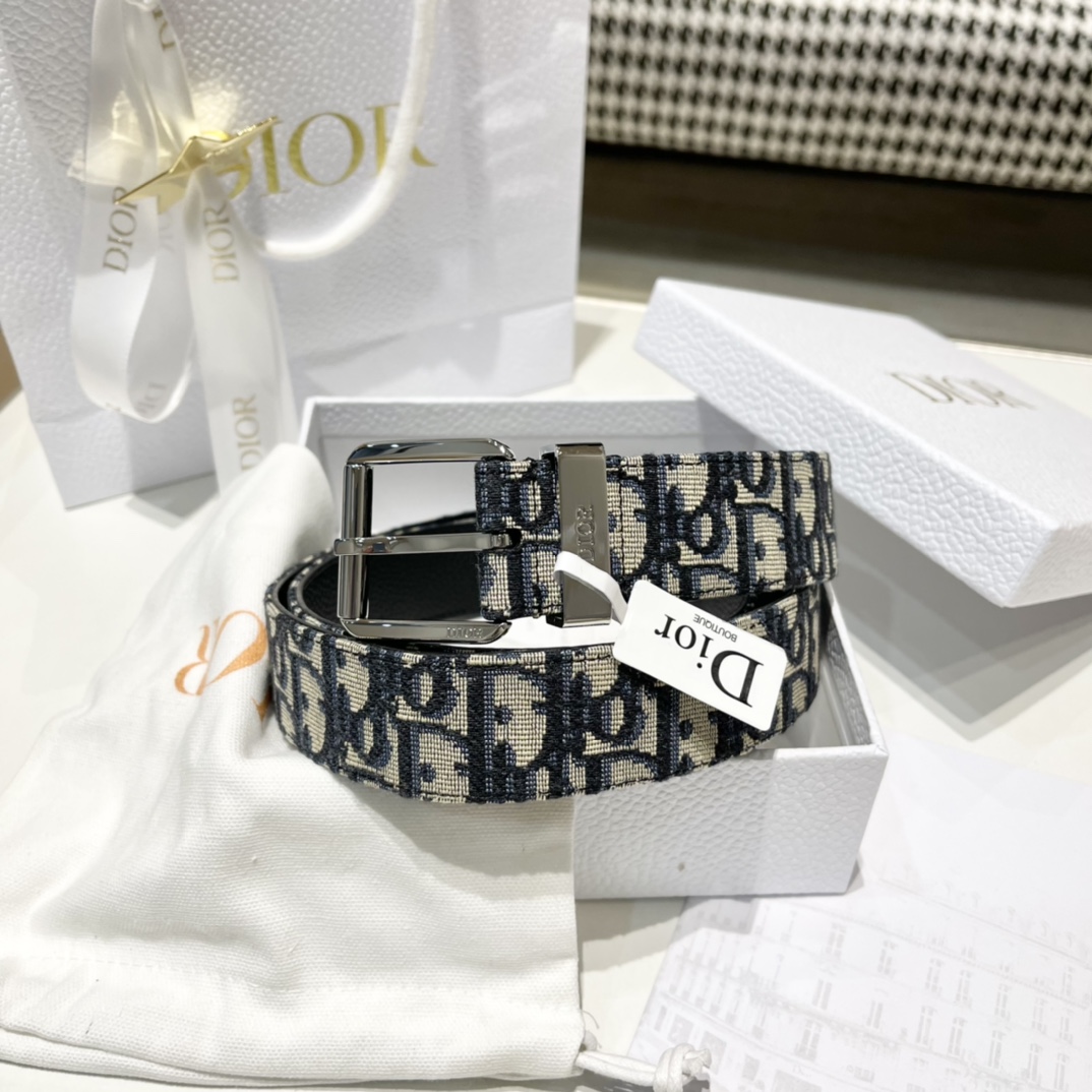 Dior Male Pin Buckle Belt Cow Leather Black M-l