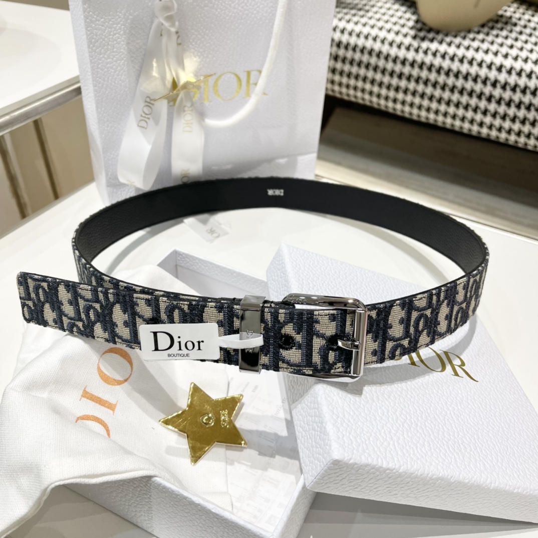 Dior Male Pin Buckle Belt Cow Leather Black M-l
