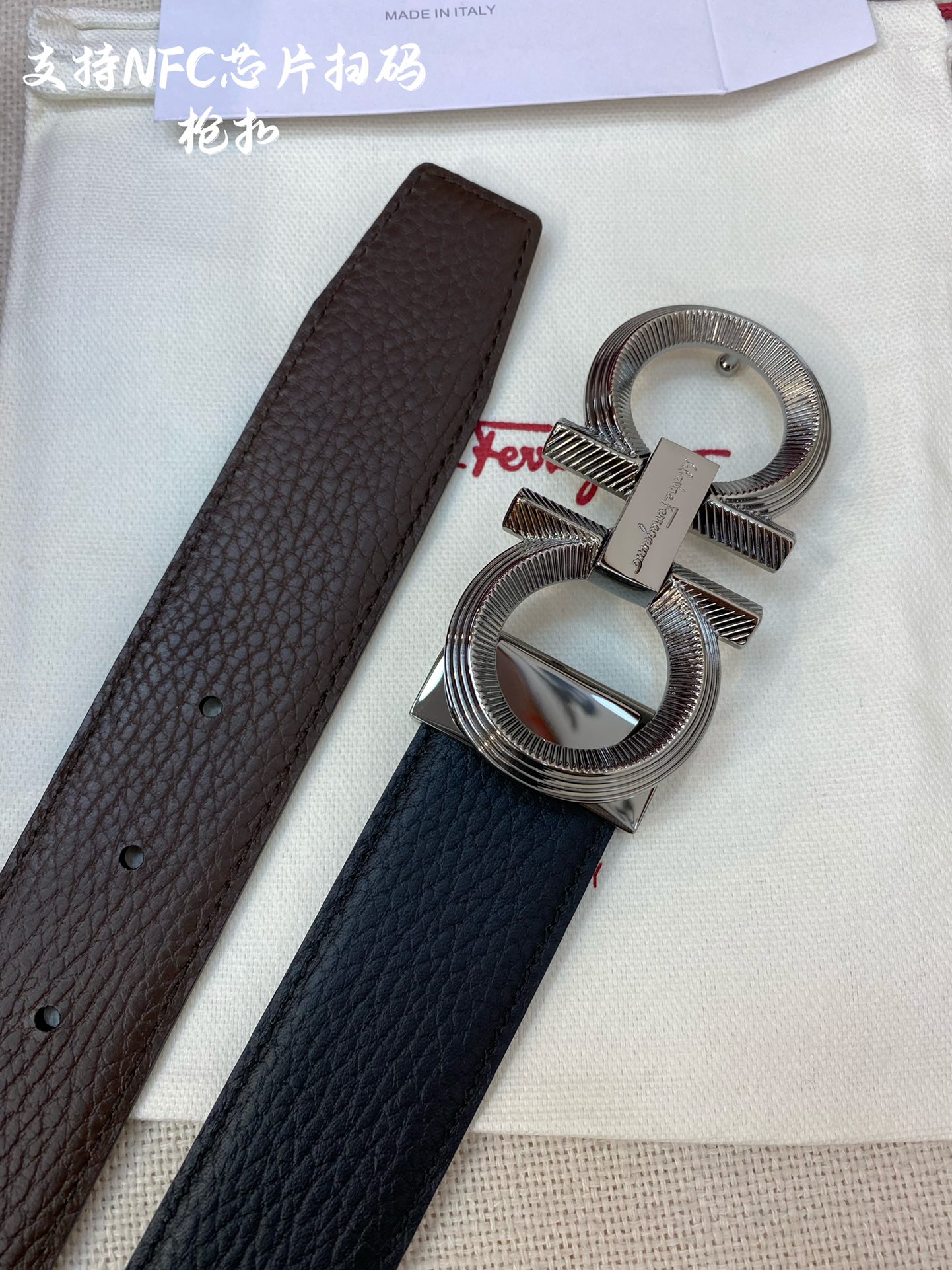 Salvatore Ferragamo Male Leather Belt Cow Leather M
