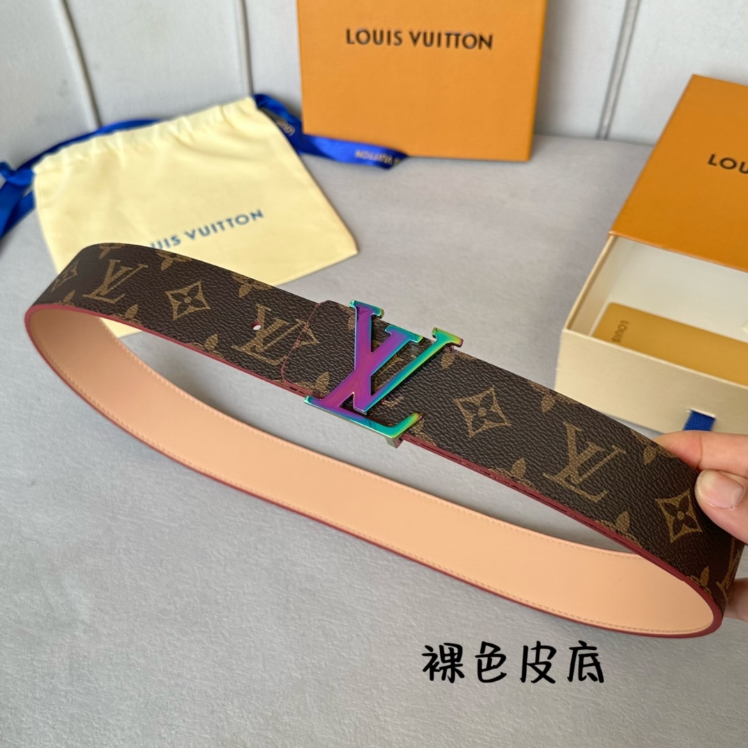 Louis Vuitton Male Basic Belt Cow Leather Brown 40mm