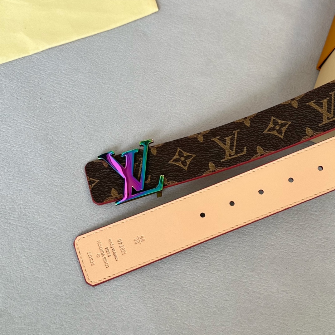 Louis Vuitton Male Basic Belt Cow Leather Brown 40mm