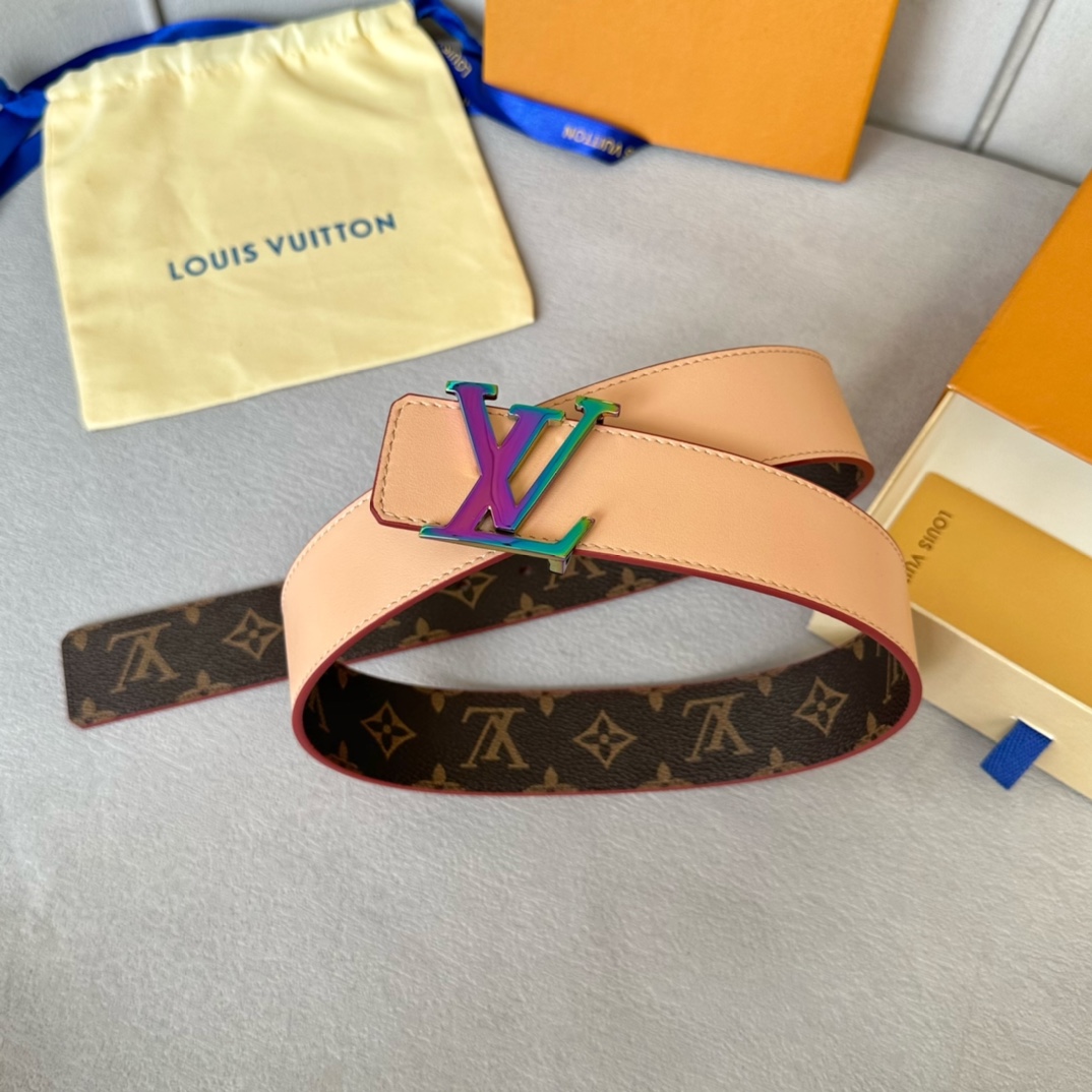 Louis Vuitton Male Basic Belt Cow Leather Brown 40mm