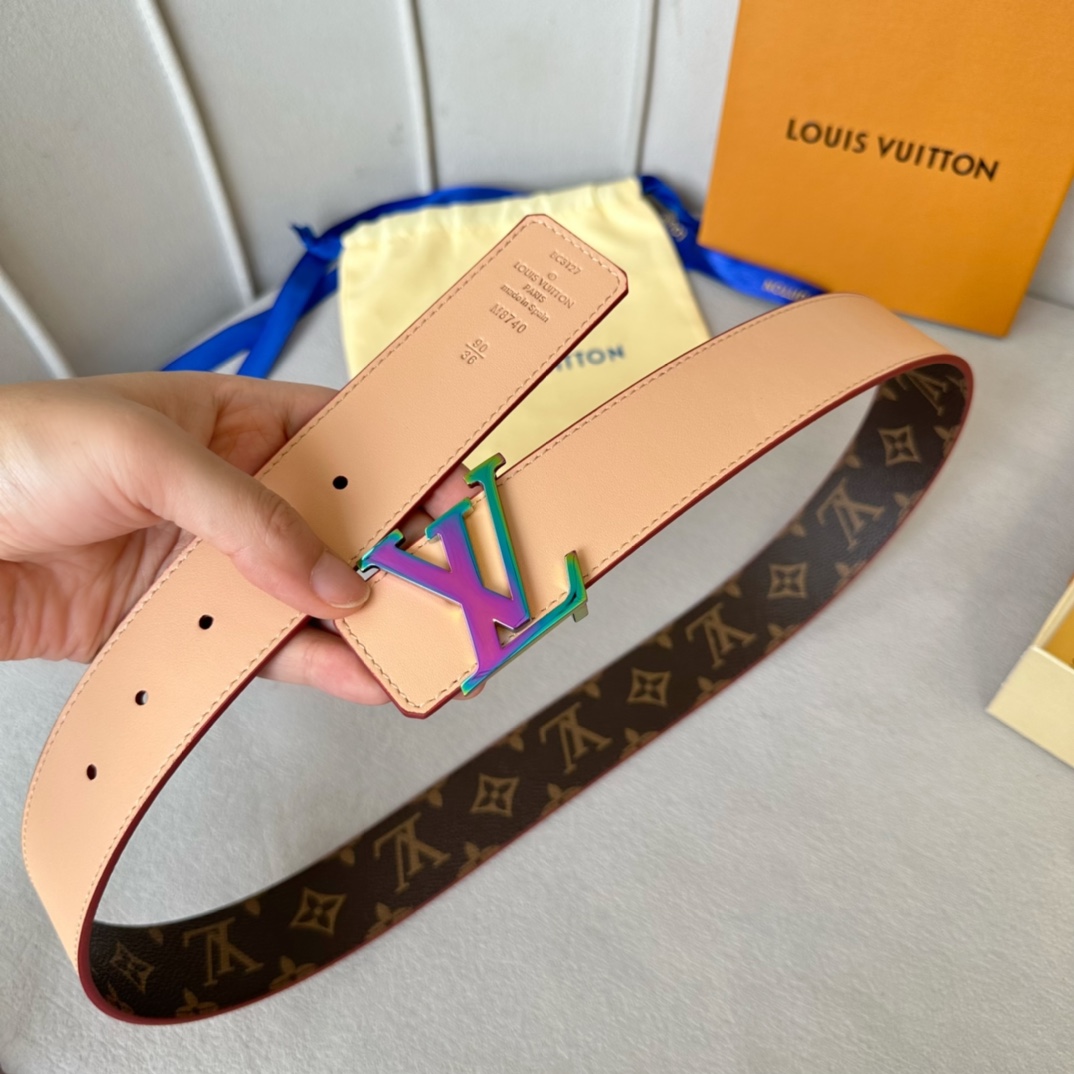 Louis Vuitton Male Basic Belt Cow Leather Brown 40mm