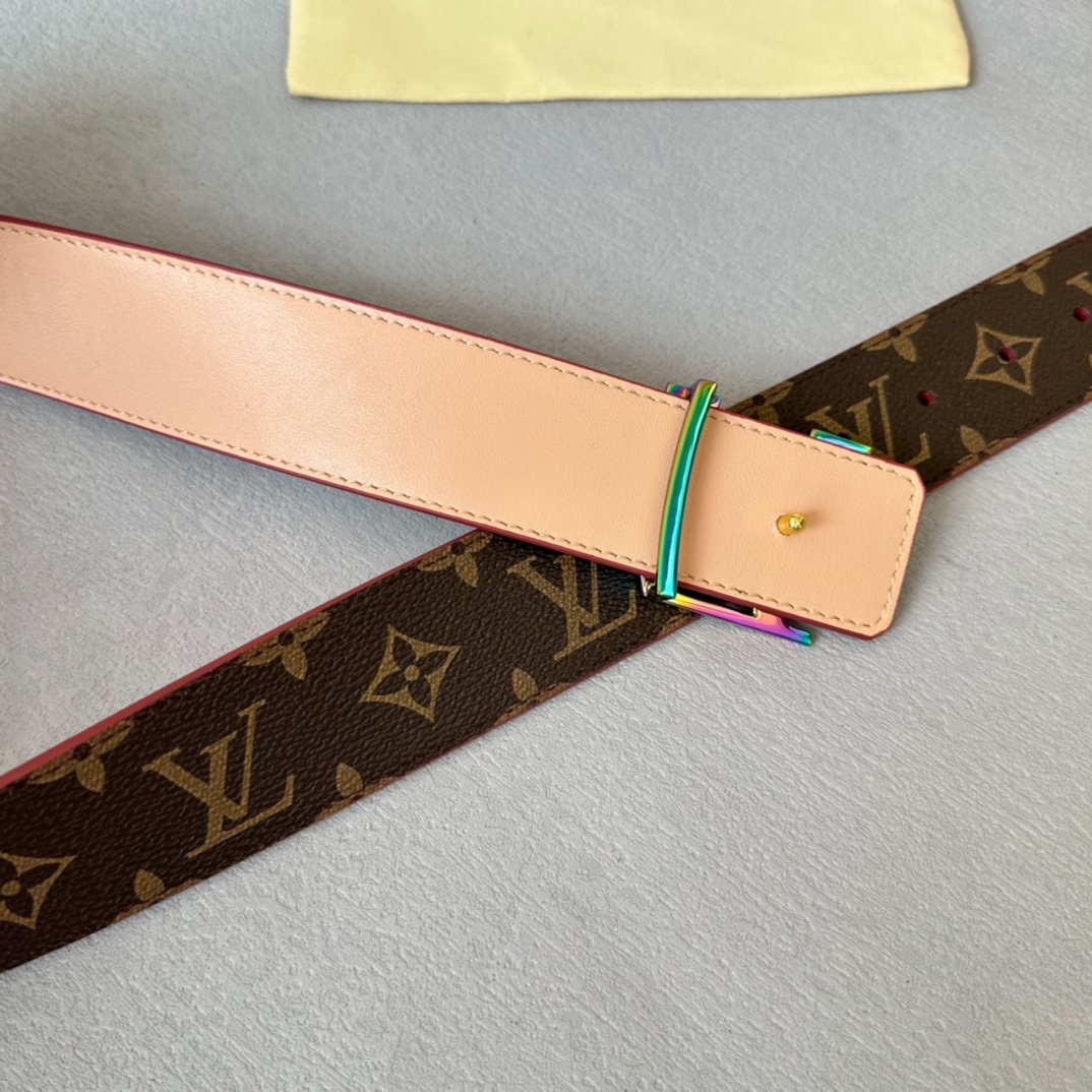 Louis Vuitton Male Basic Belt Cow Leather Brown 40mm