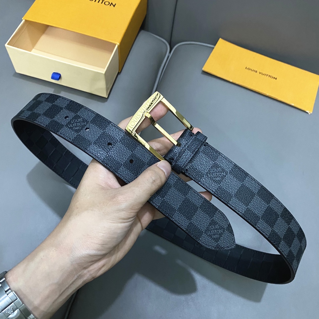 Louis Vuitton Basic Belt Cow Leather Black 40mm-m-l