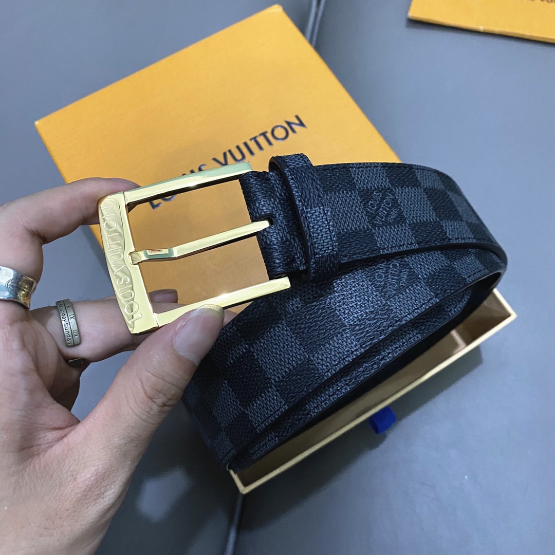Louis Vuitton Basic Belt Cow Leather Black 40mm-m-l