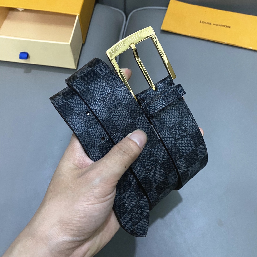 Louis Vuitton Basic Belt Cow Leather Black 40mm-m-l