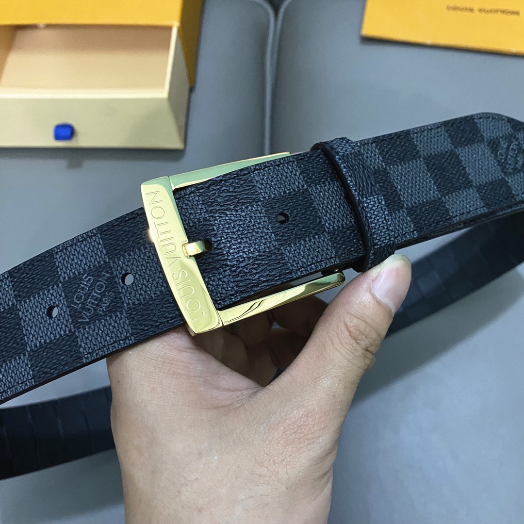 Louis Vuitton Basic Belt Cow Leather Black 40mm-m-l