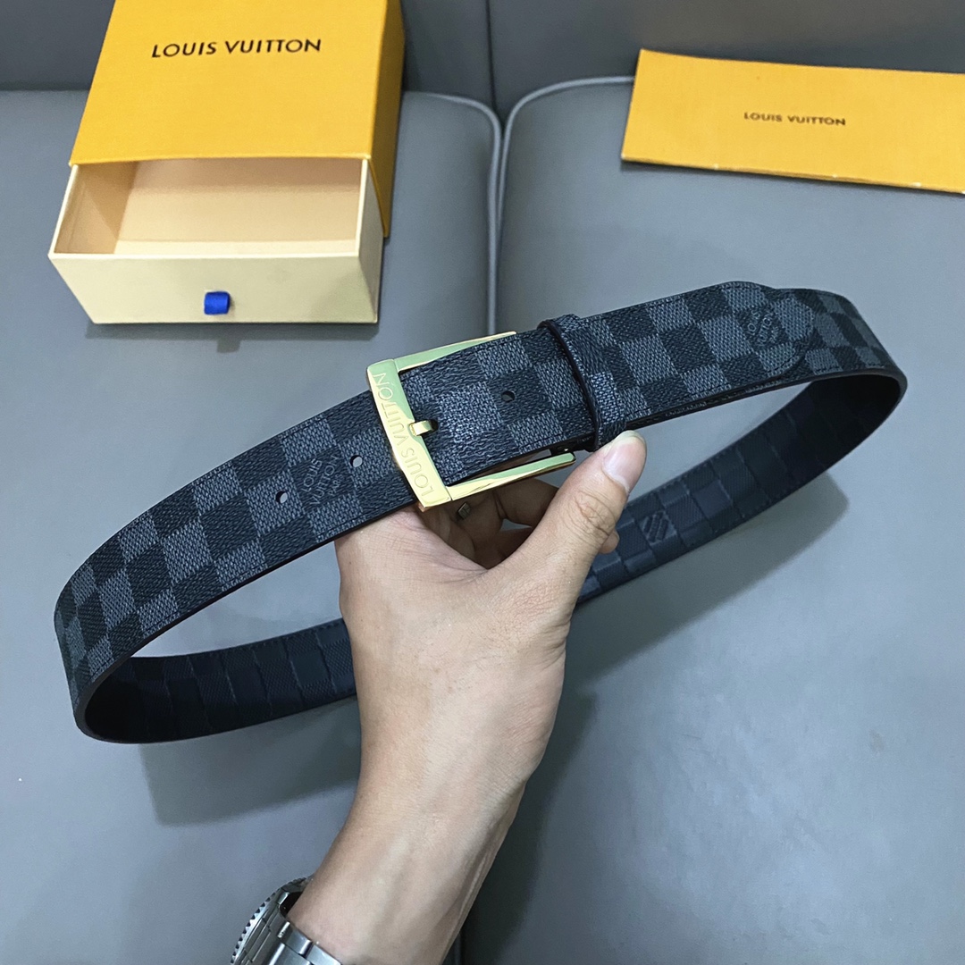 Louis Vuitton Basic Belt Cow Leather Black 40mm-m-l