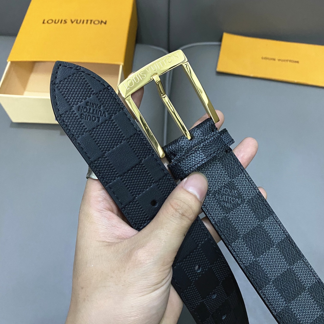 Louis Vuitton Basic Belt Cow Leather Black 40mm-m-l