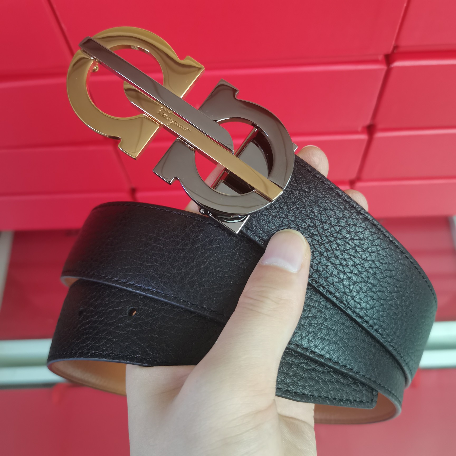 Salvatore Ferragamo Male Leather Belt Adjustable 35mm-m