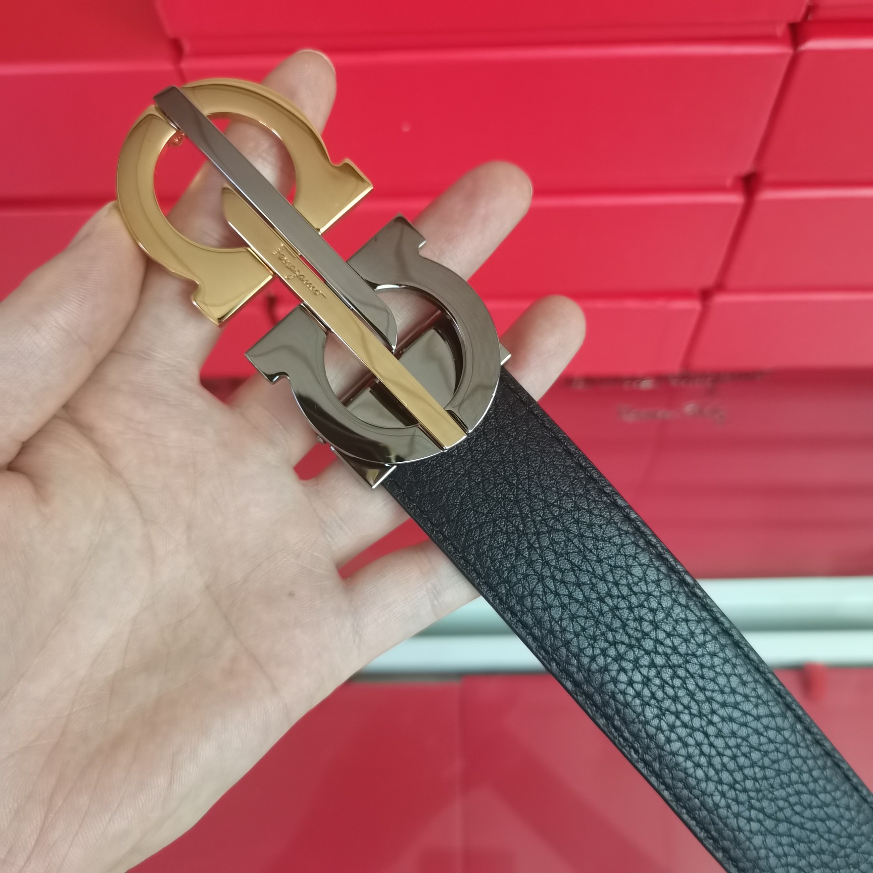 Salvatore Ferragamo Male Leather Belt Adjustable 35mm-m