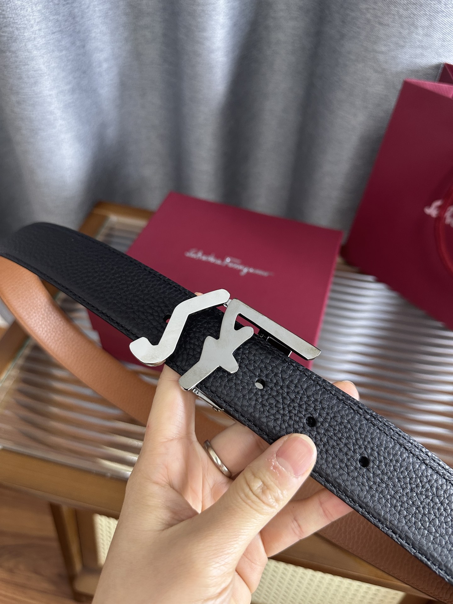 Salvatore Ferragamo Male Leather Belt Cow Leather M