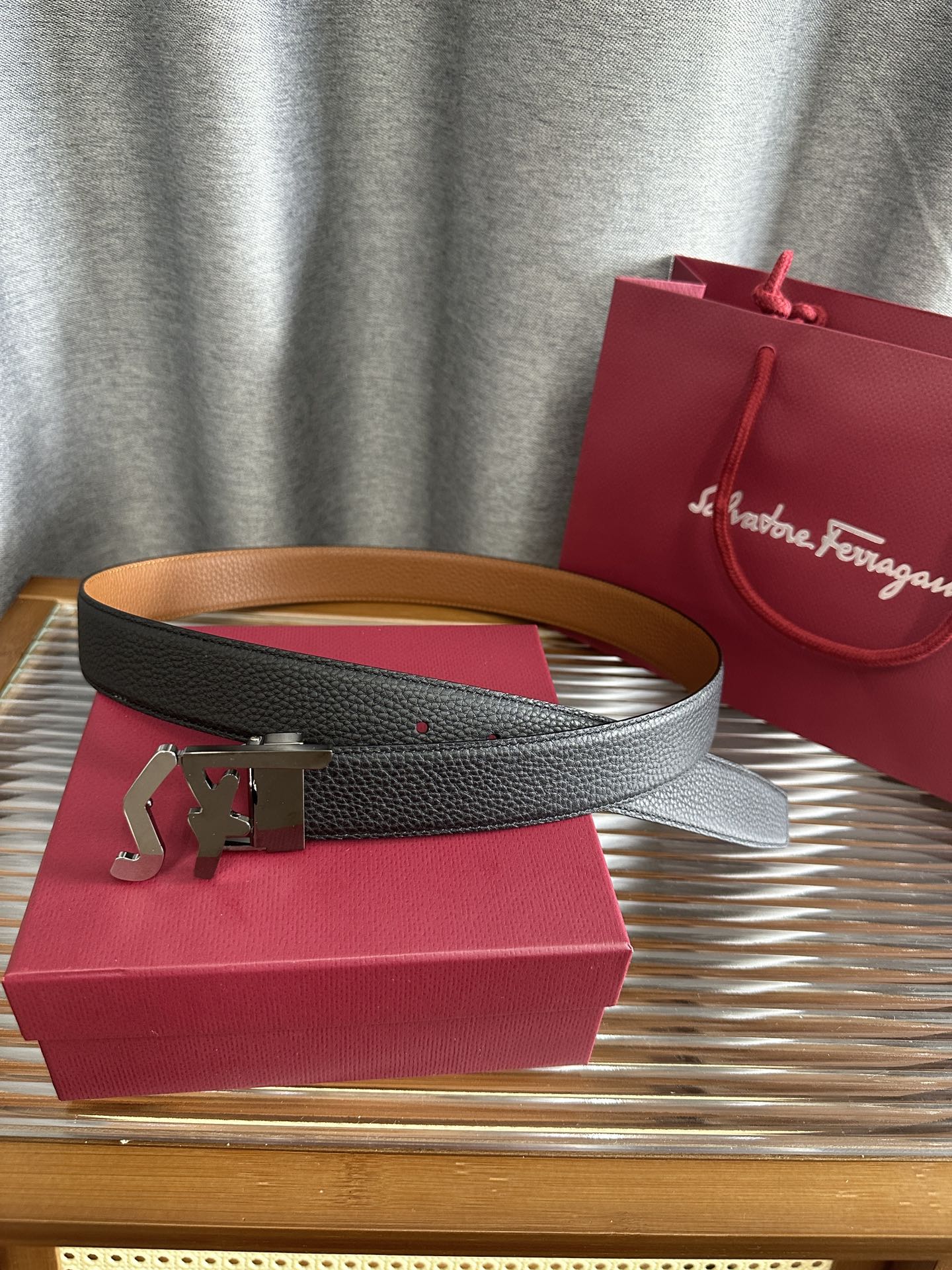 Salvatore Ferragamo Male Leather Belt Cow Leather M