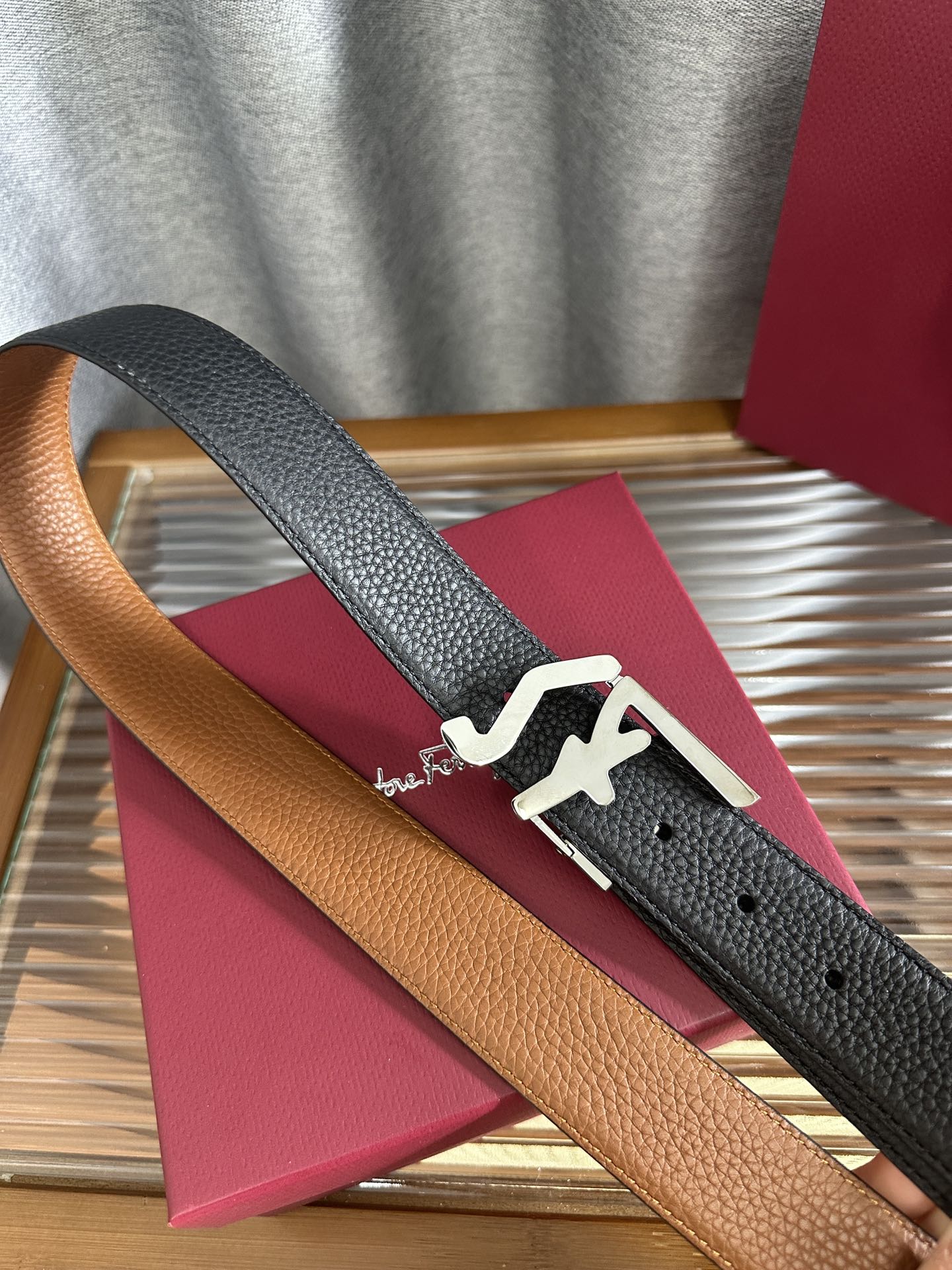 Salvatore Ferragamo Male Leather Belt Cow Leather M