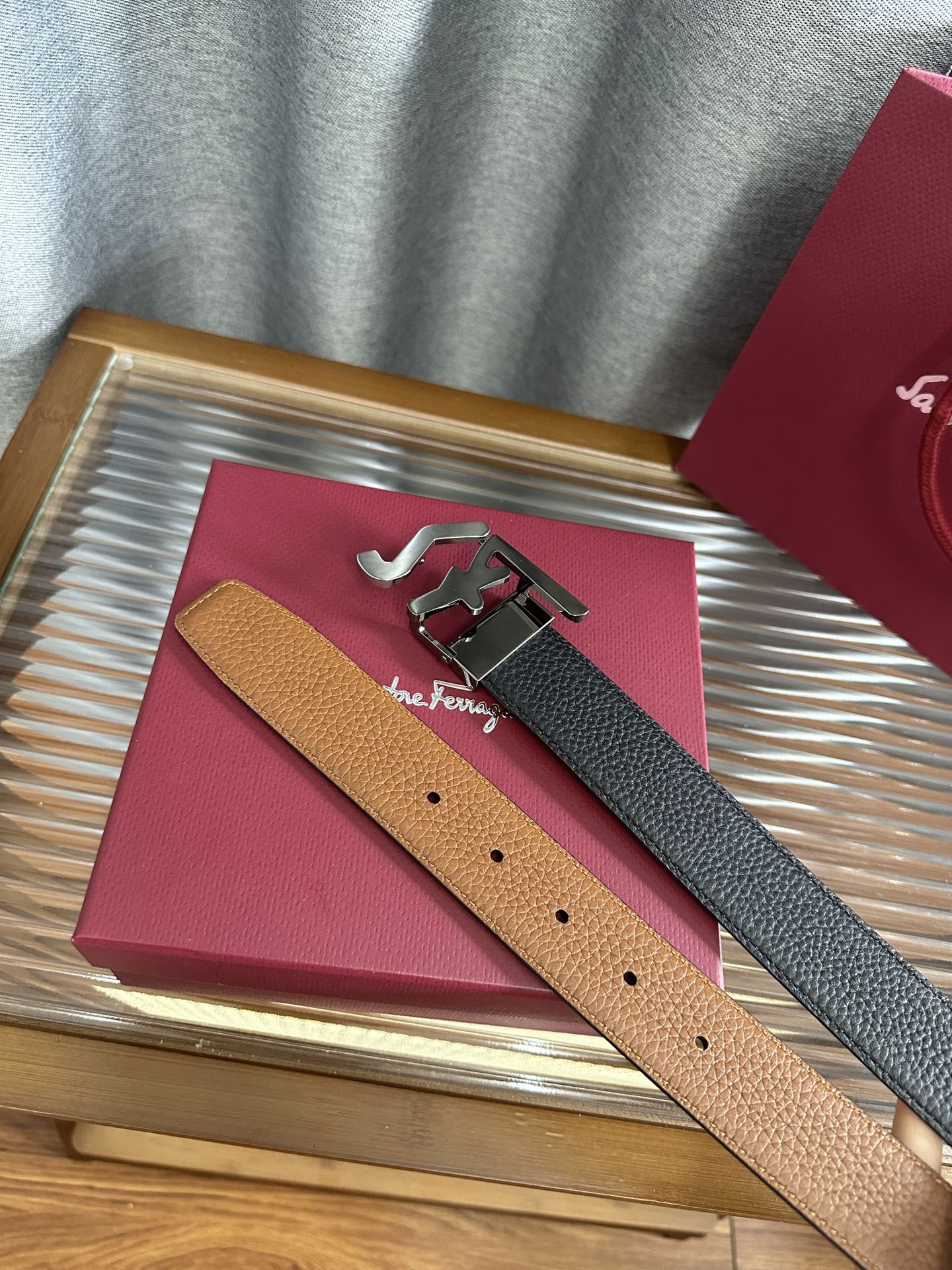 Salvatore Ferragamo Male Leather Belt Cow Leather M