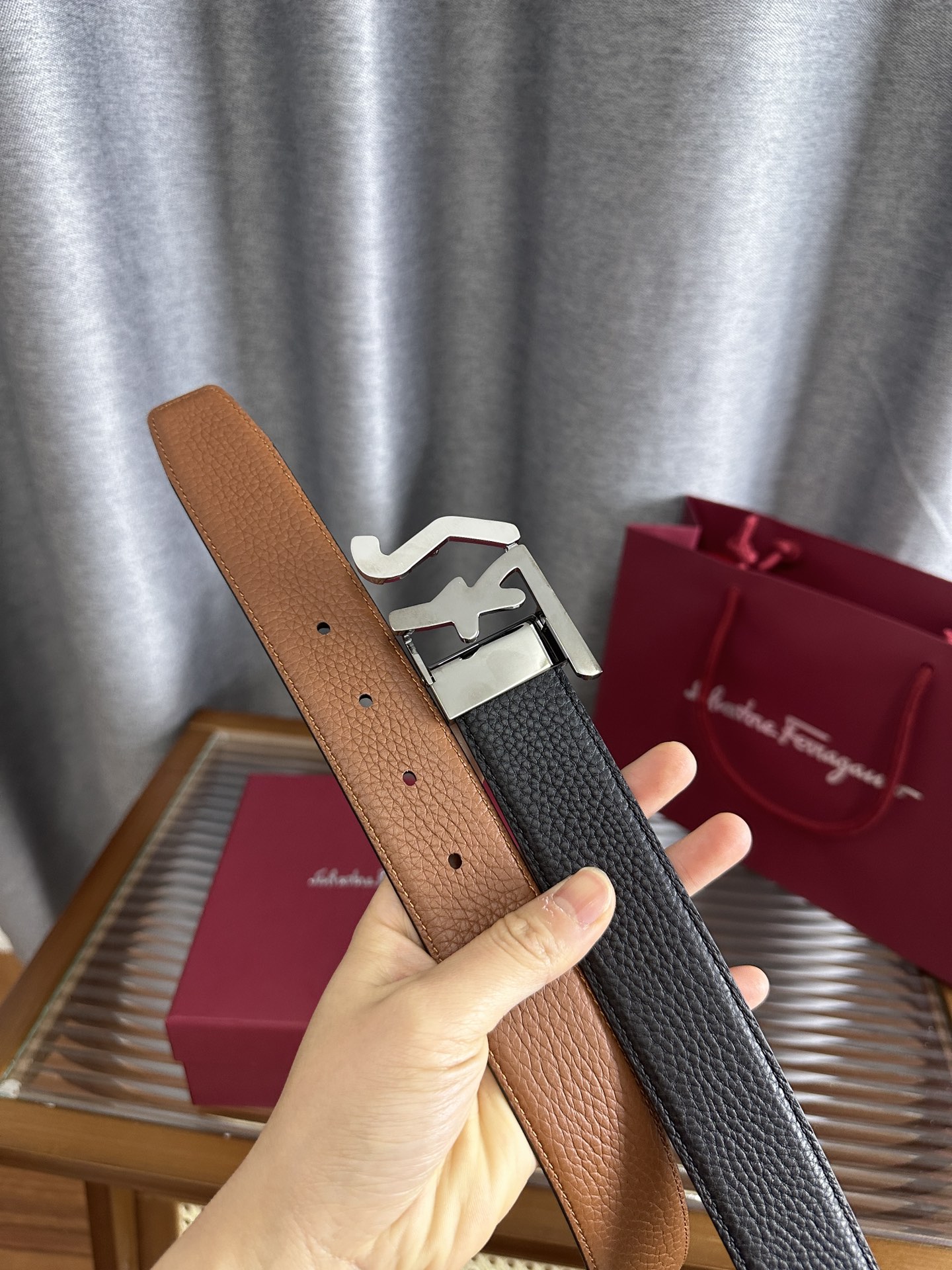 Salvatore Ferragamo Male Leather Belt Cow Leather M