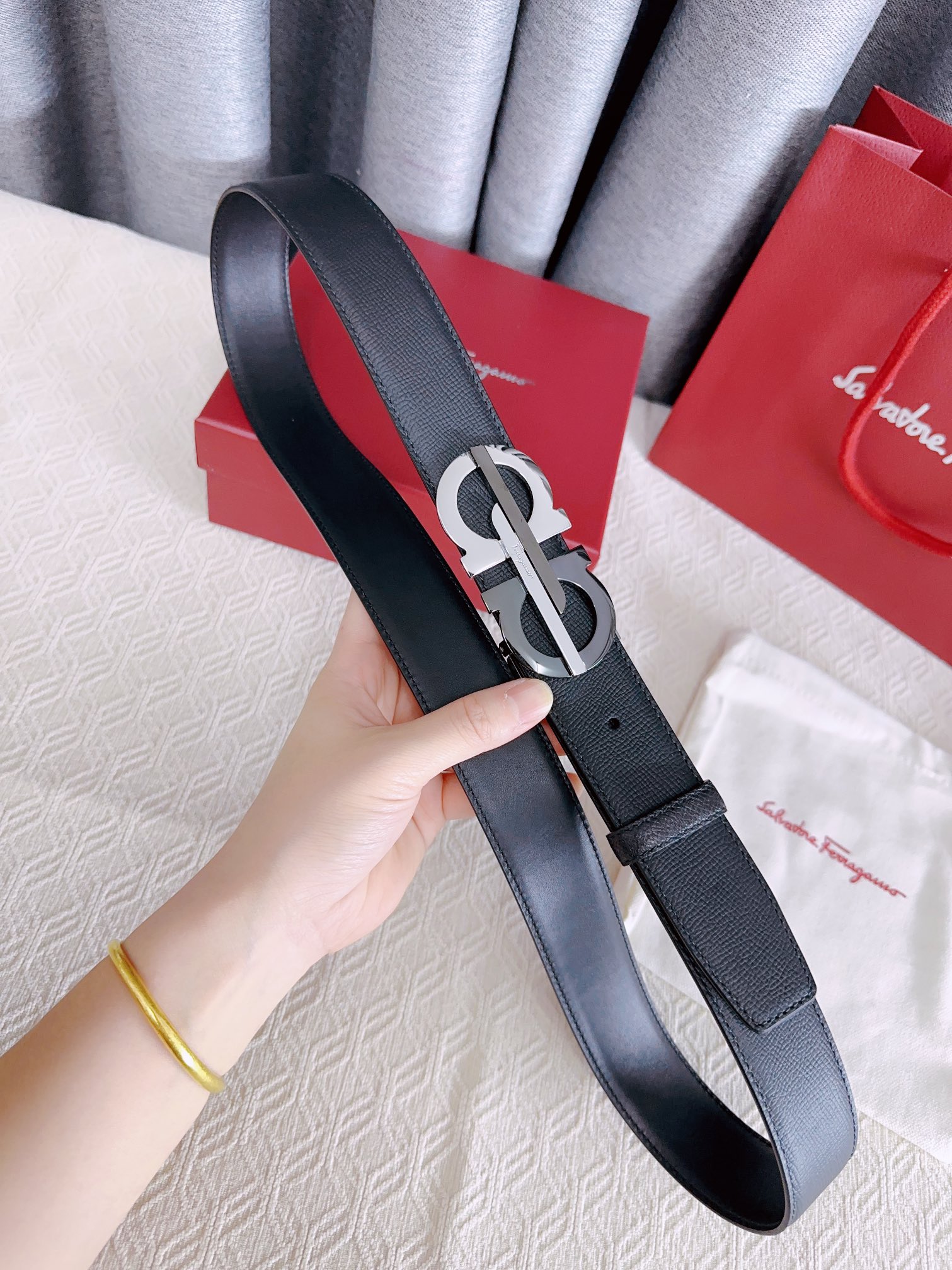 Salvatore Ferragamo Male Leather Belt Cow Leather M