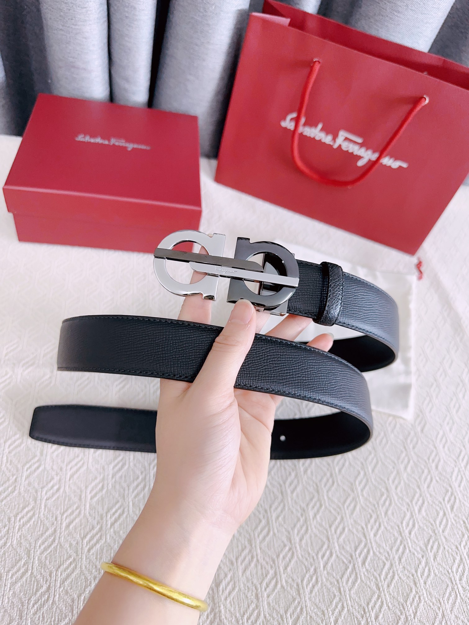 Salvatore Ferragamo Male Leather Belt Cow Leather M